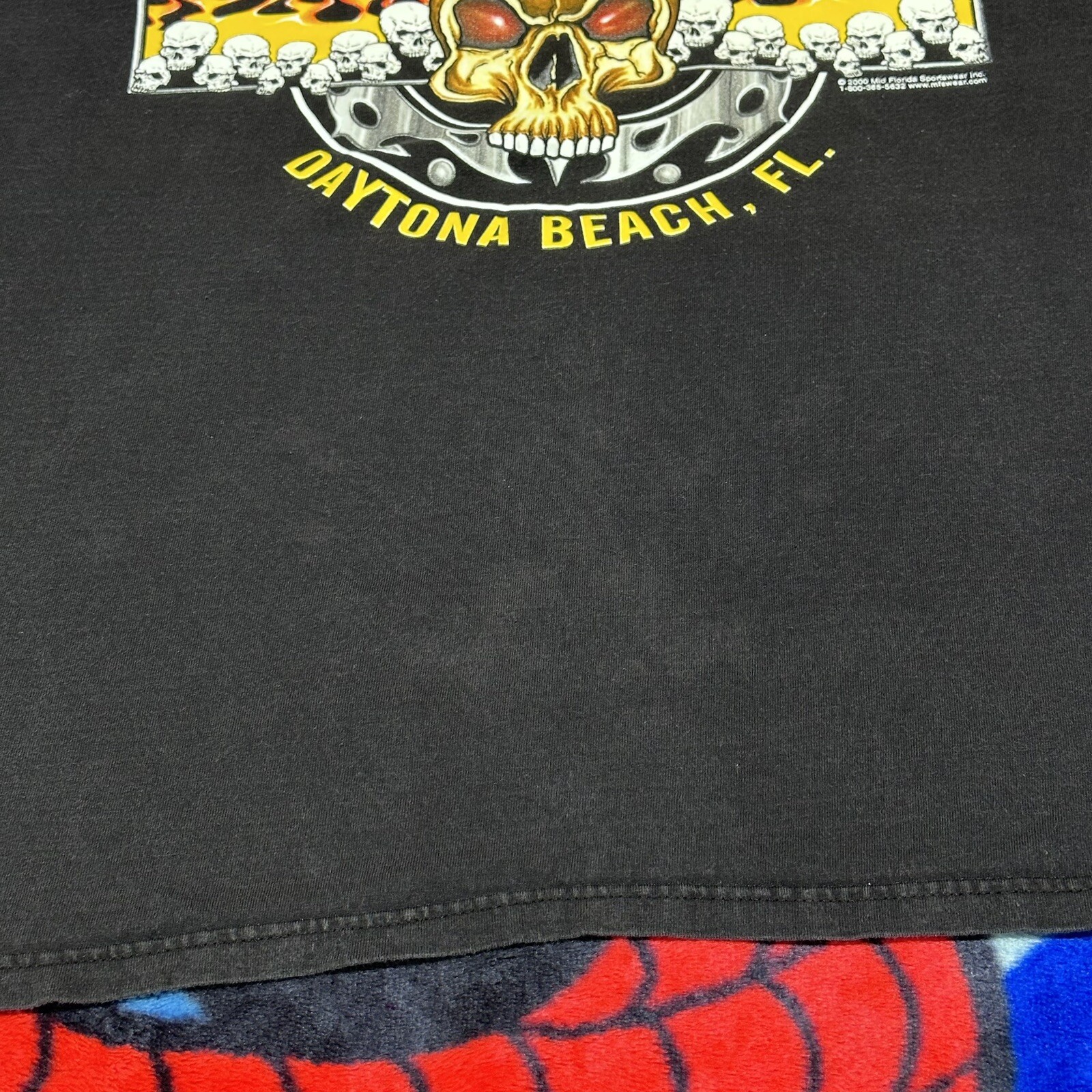 Vintage 2000s Bike Week Daytona Florida Flaming Skulls Faded Black T-Shirt Sz XL