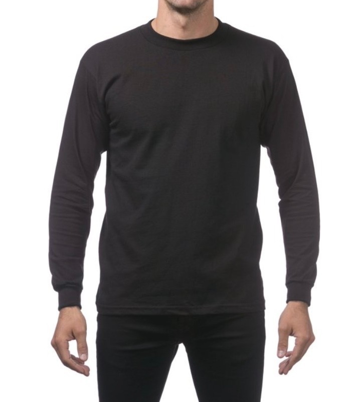 Pro Club Mens Heavy Weight Long Sleeve Crew Neck T- Shirt