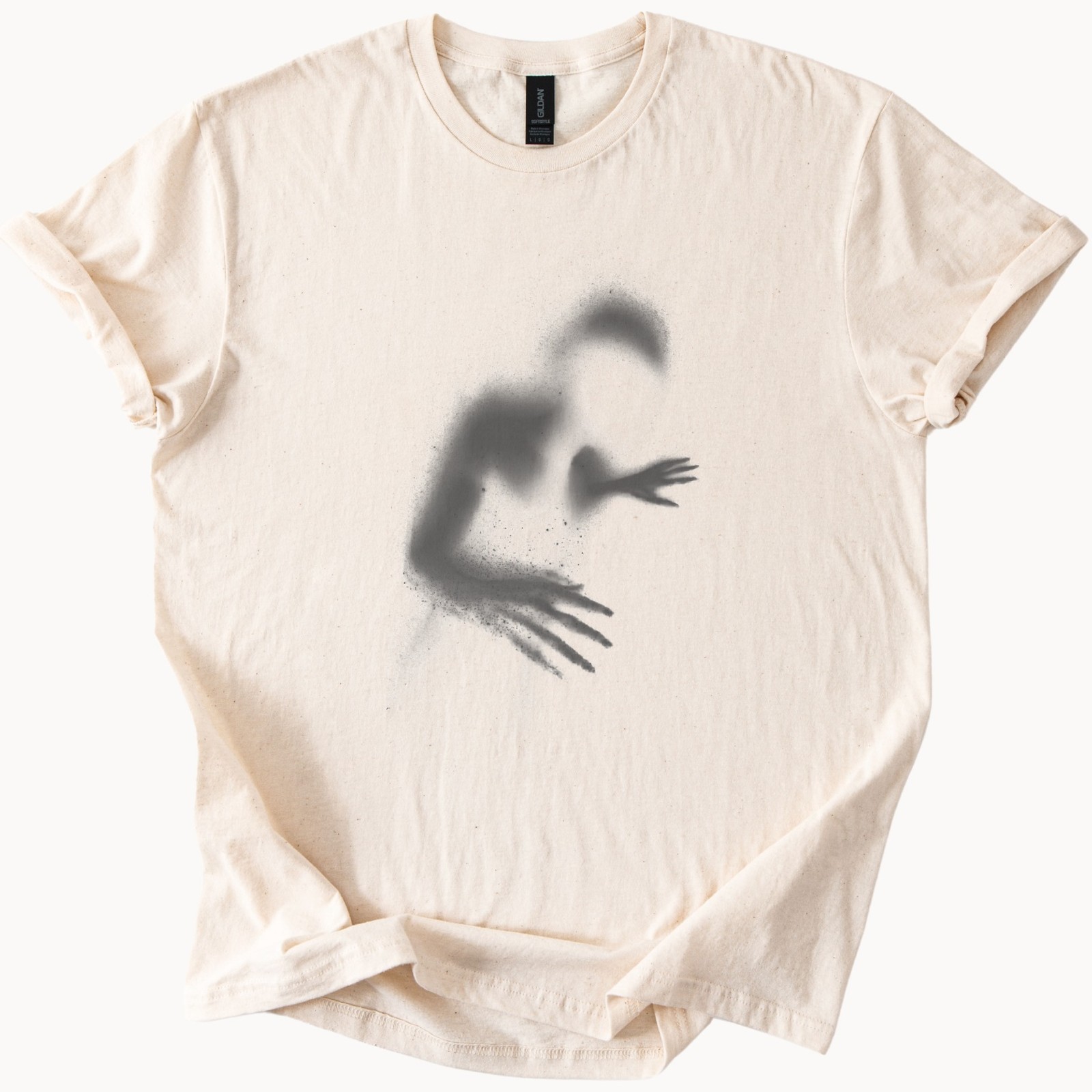 Abstract Powder Figure Graphic Tee Artistic Monochrome Design