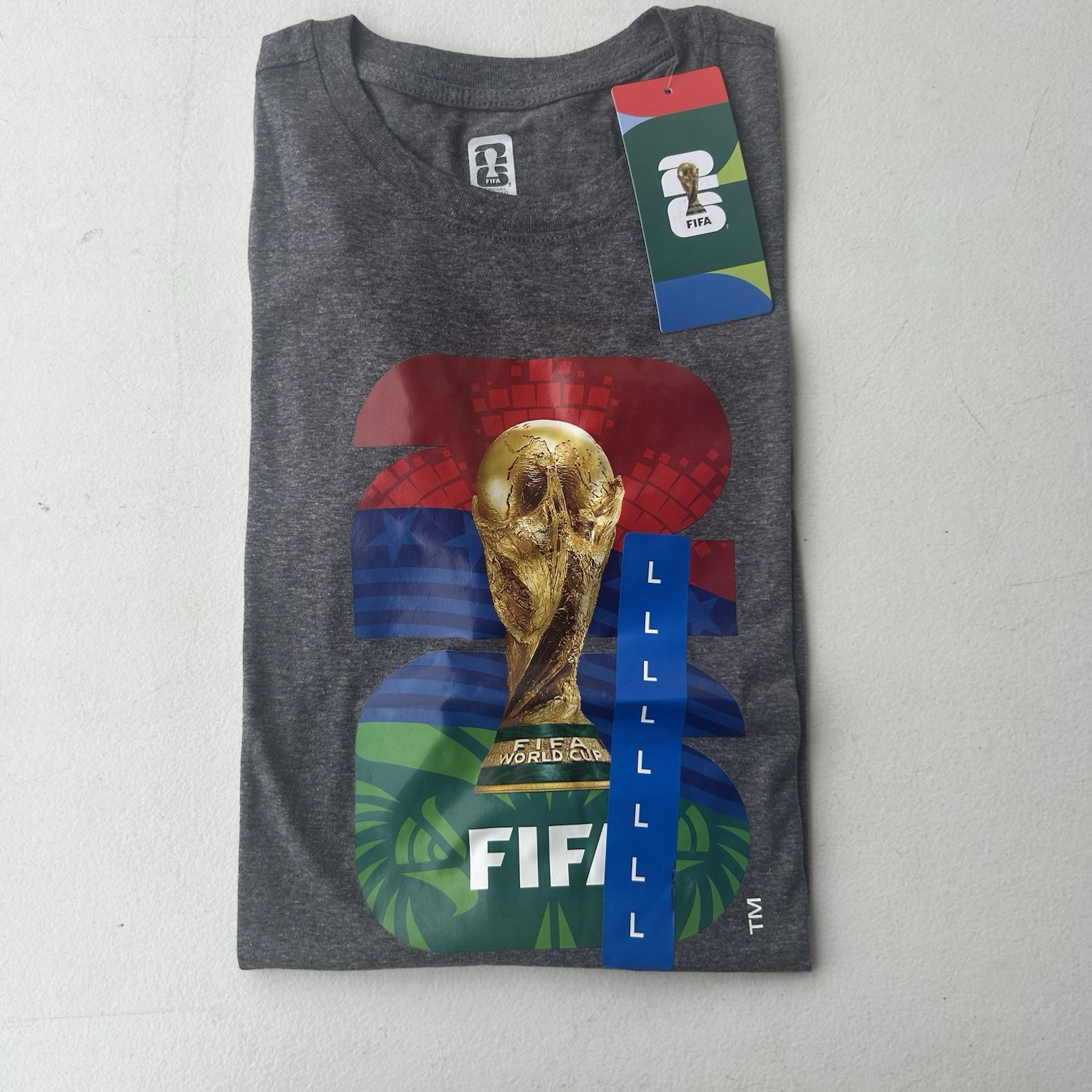 FIFA Official Licensed World Cup T Shirt Short Sleeve New with Tag Dark Gray L