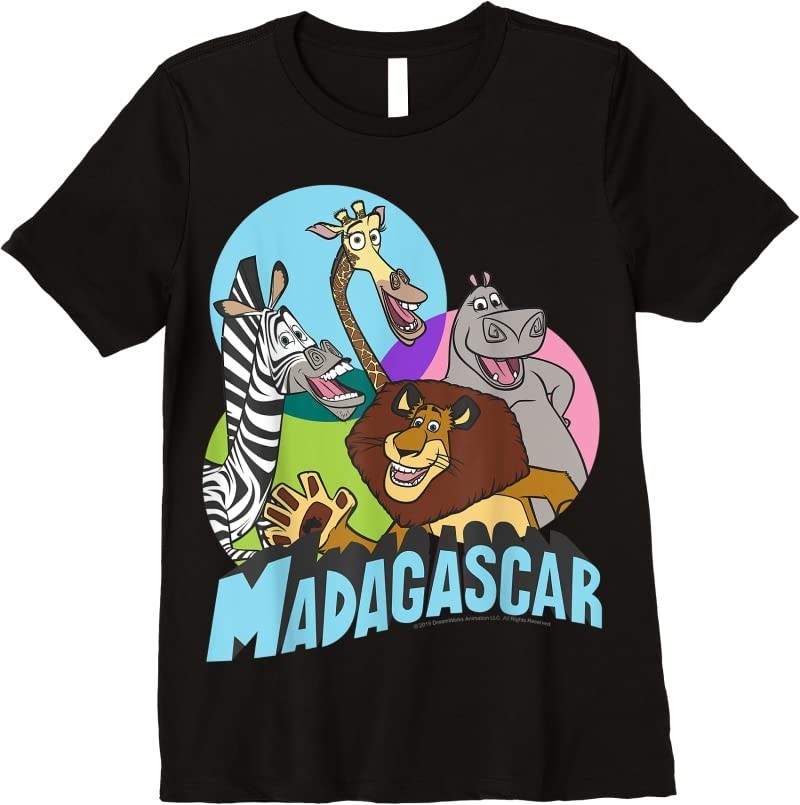 Madagascar Cartoon Group Shot Pop Color Poster T Shirts S-5XL