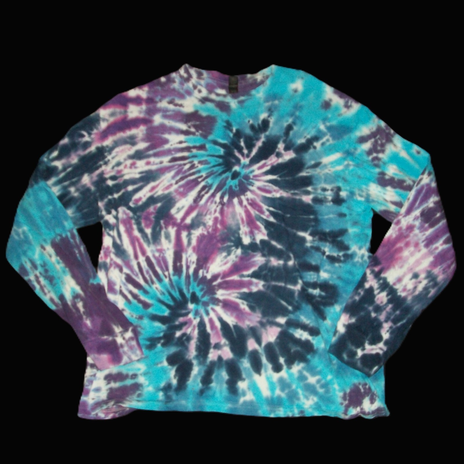 Tie Dye Long Sleeve Shirt XL Blue & Purple Hippie Tye Dyed
