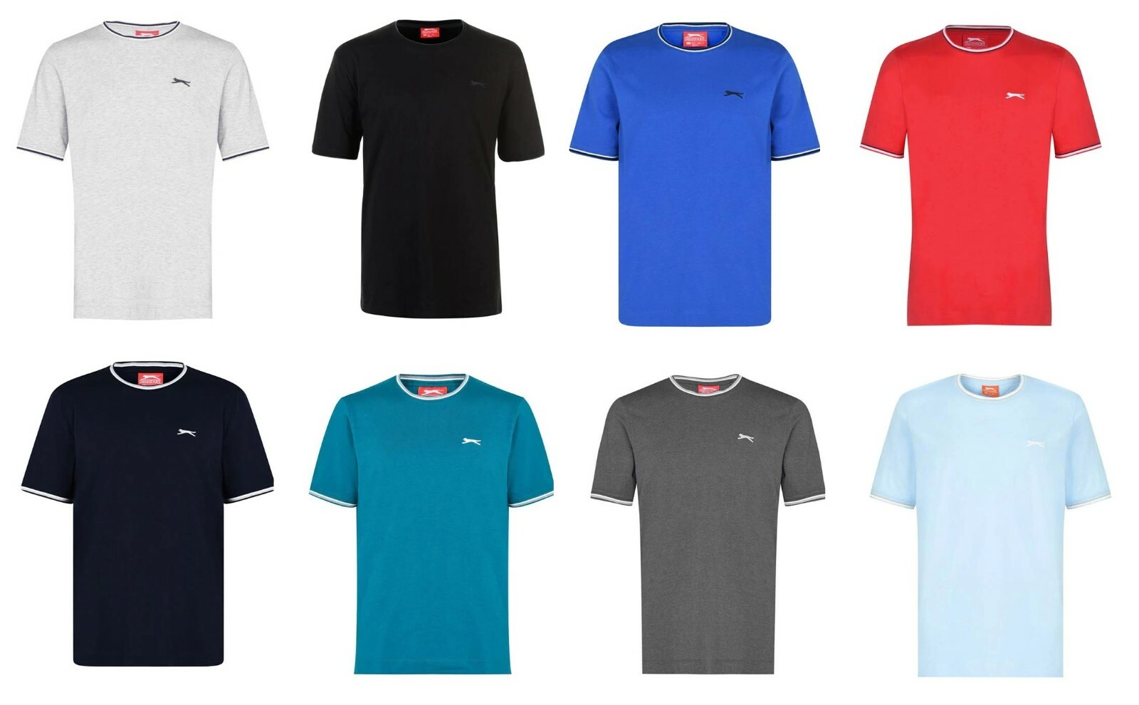 Mens Slazenger 100% Cotton Tipped Crew Neck T Shirt XS S M L XL XXL 3XL 4XL BNWT