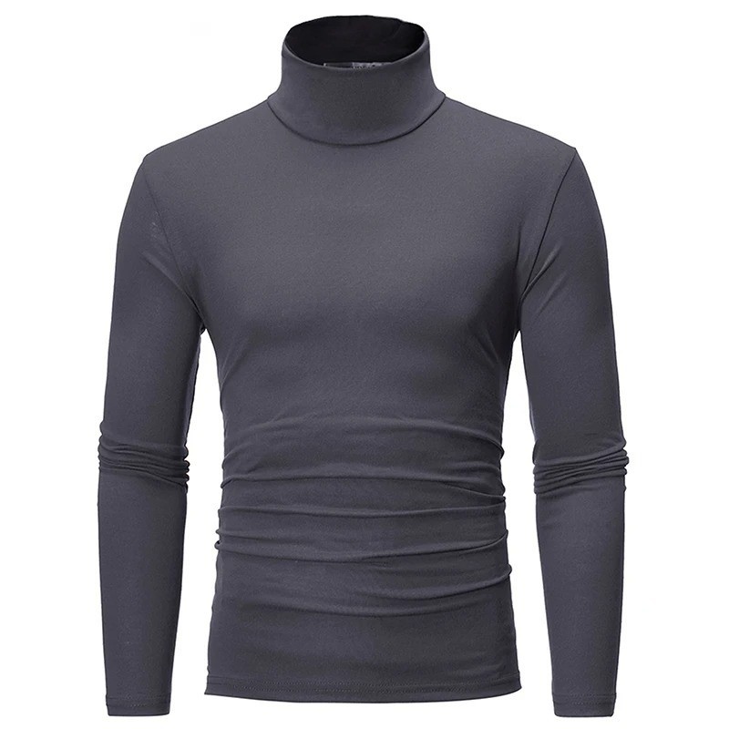 Mens Turtleneck Basic Pullover Long Sleeve Jumper Top Casual Slim Fit T-Shirt