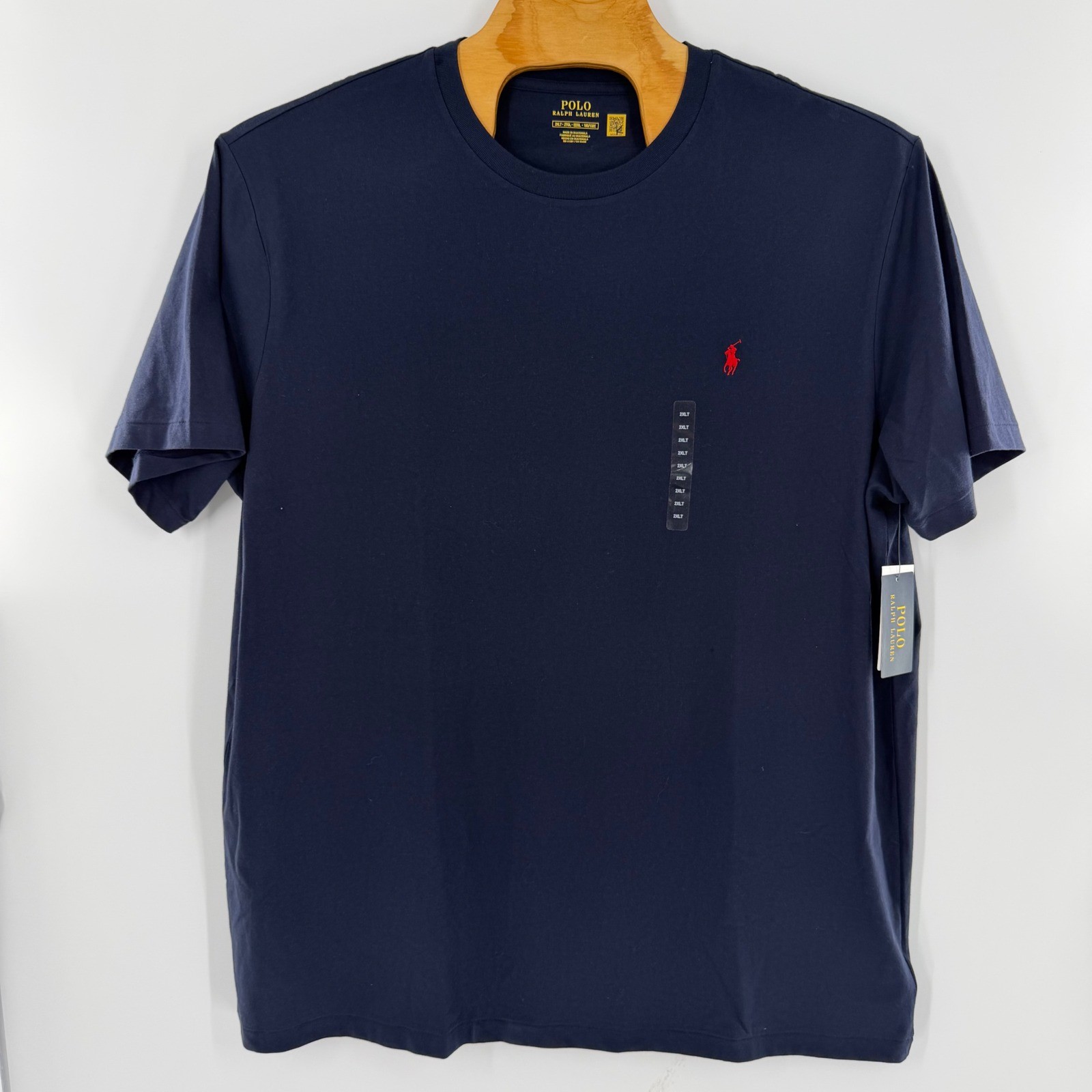 Polo Ralph Lauren Mens 2XLT Navy Blue Red Pony Logo Cotton Crewneck T-Shirt NWT