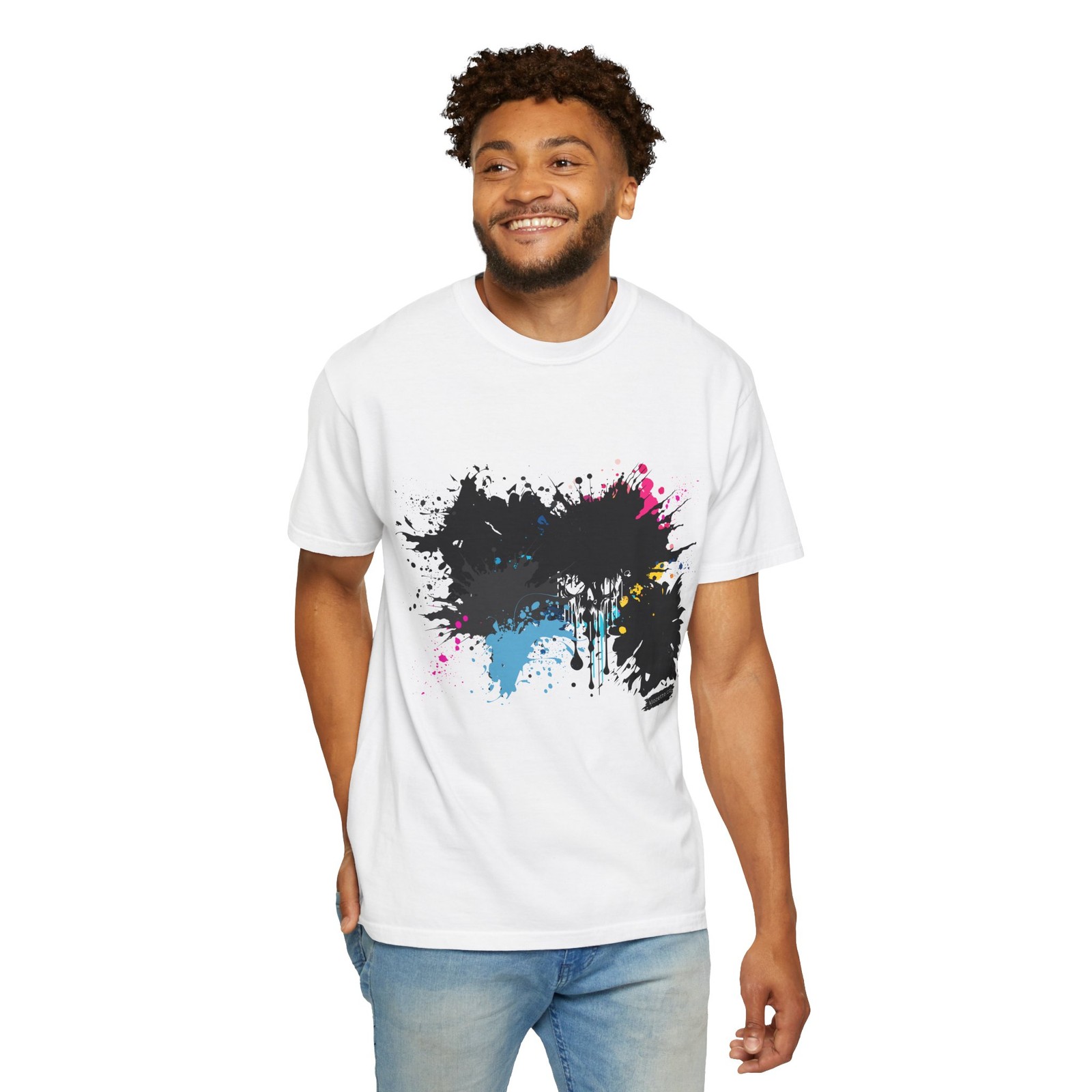 Ink Splatter Paint Splash + Skull T-Shirt | Abstract Drip Design | Sizes XS-4XL