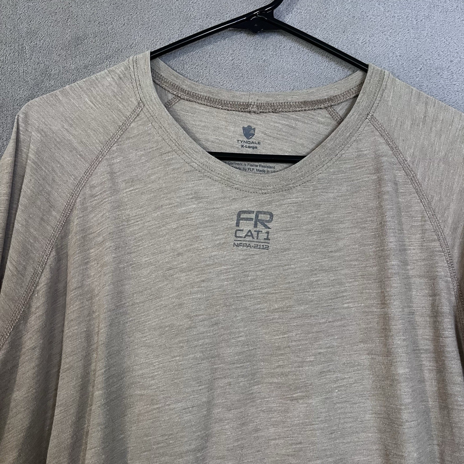 Tyndale FR Long Sleeve Tee Shirt Tan Mens XL Flame Resistant Arc Rated 4.5