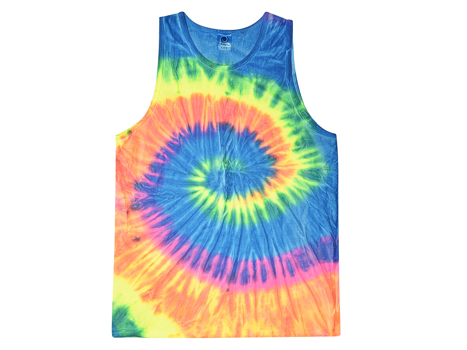 Neon Rainbow Tie Dye Tank Tops Sleeveless T-Shirt Adult S M L XL 2XL 3XL Cotton