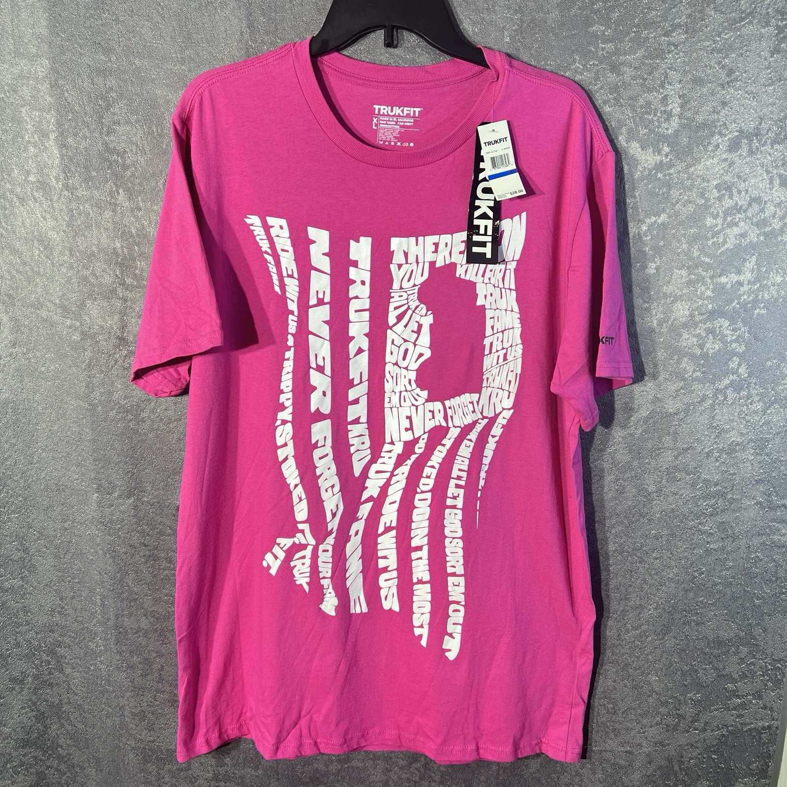 TRUKFIT Men’s XL V. Berry Pink Short Sleeve Graphic T-Shirt Cotton El Salvador