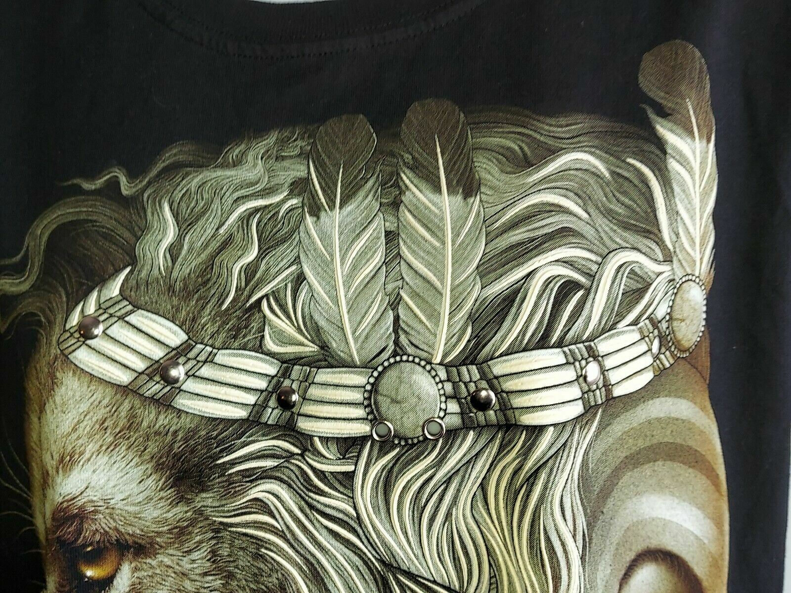 Rock Chang Original Lion Hand Painted w/Silver stud and Nose Ring T-Shirt Small