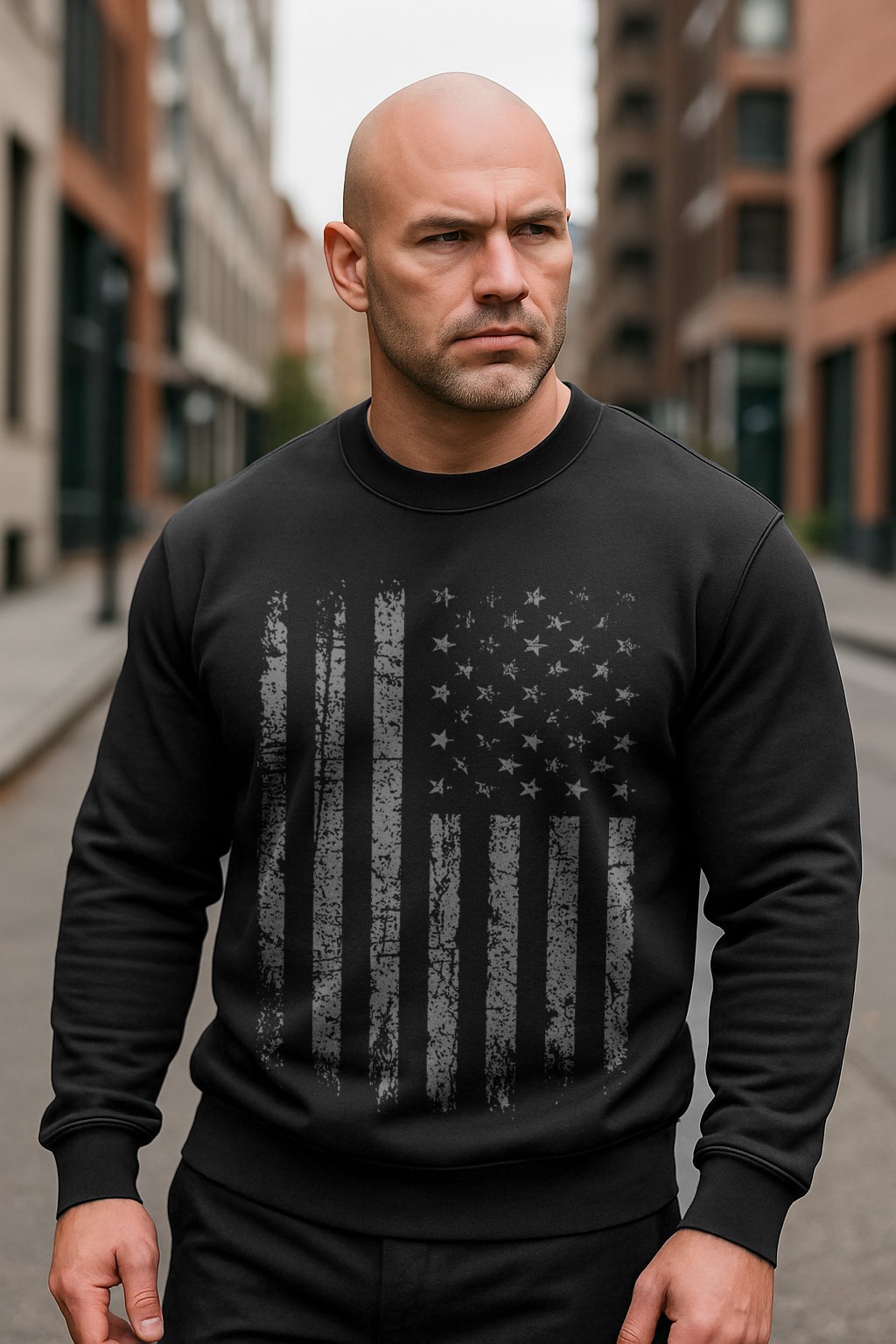 USA Flag Crewneck Sweatshirt | Vintage Distressed Flag | Patriotic Pullover