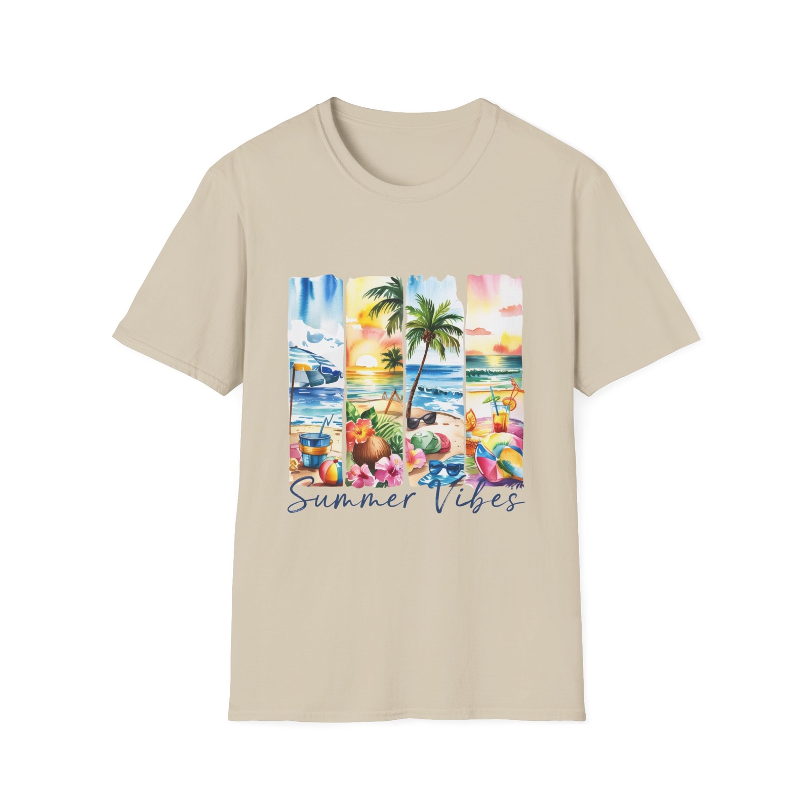 Summer Vibes Unisex Softstyle T-Shirt, Beach Tee, Vacation Shirt, Tropical Wear,