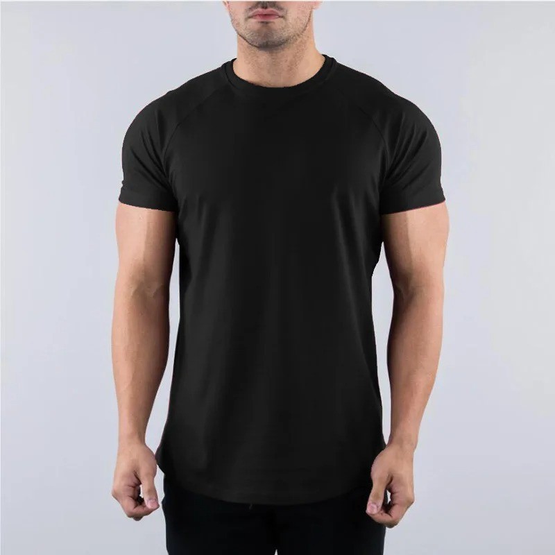 Mens Cotton Gym T-Shirt Summer Fitness Workout Bodybuilding Slim Fit Tee