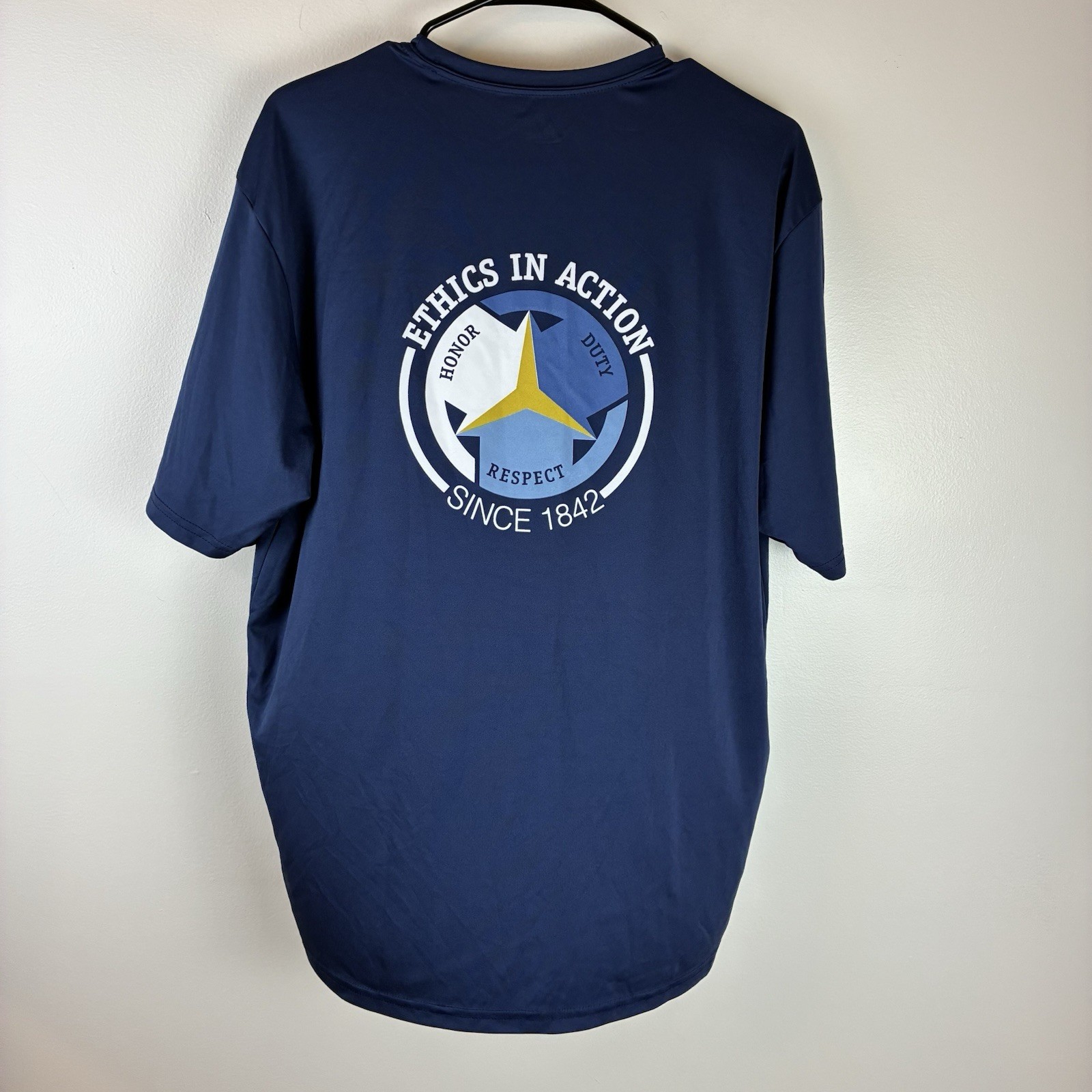 The Citadel Navy Blue Tee A4 Brand Lightweight Stretch Polyester Size Large