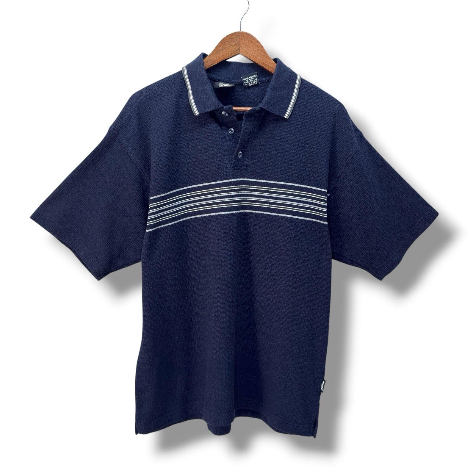 Vintage Y2k No Fear Striped Polo Shirt Men Size L Skater Grunge 90s Pickleball