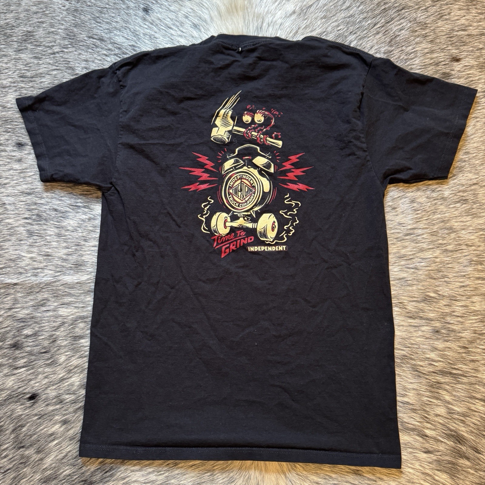 Y2K Independent Truck Co Time To Grind Skate Tee Black Graphic Shirt Sz M 🛹🔥