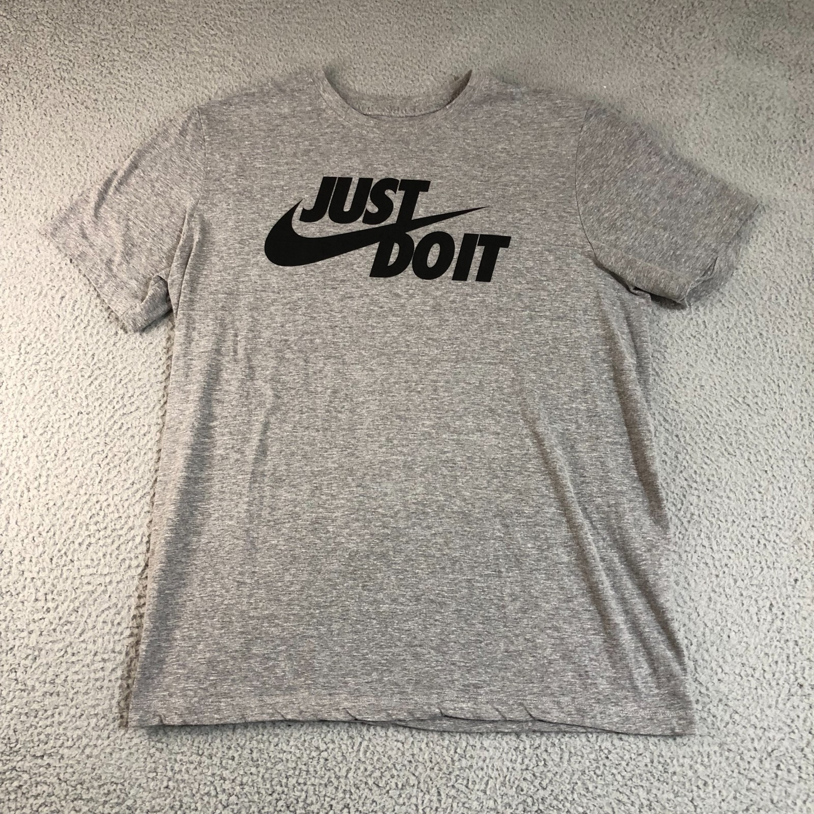 Nike Shirt Men Large Gray Just Do It Logo Crew Neck Solid Graphic Tee Sports