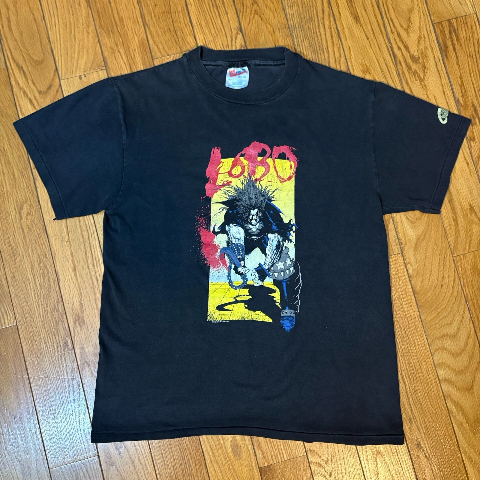 Vintage 1991 DC Comics Lobo Faded Black Graphic Tee Crew Neck M