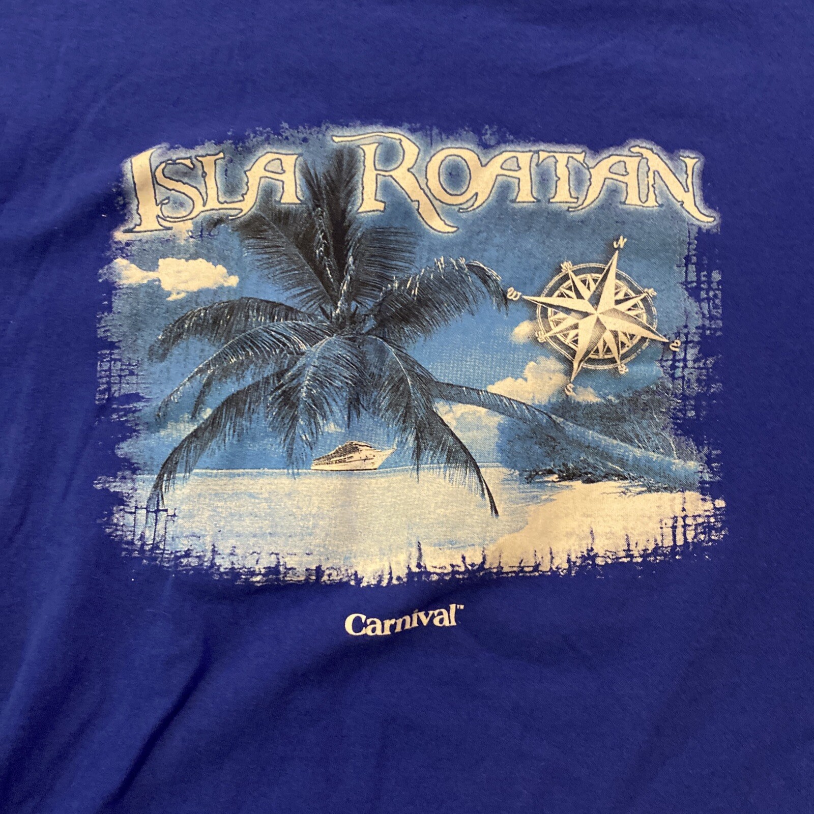 Carnival Cruise Lines Blue T Shirt Mens M Crewneck Isla Roatan Retro 90s Vintage
