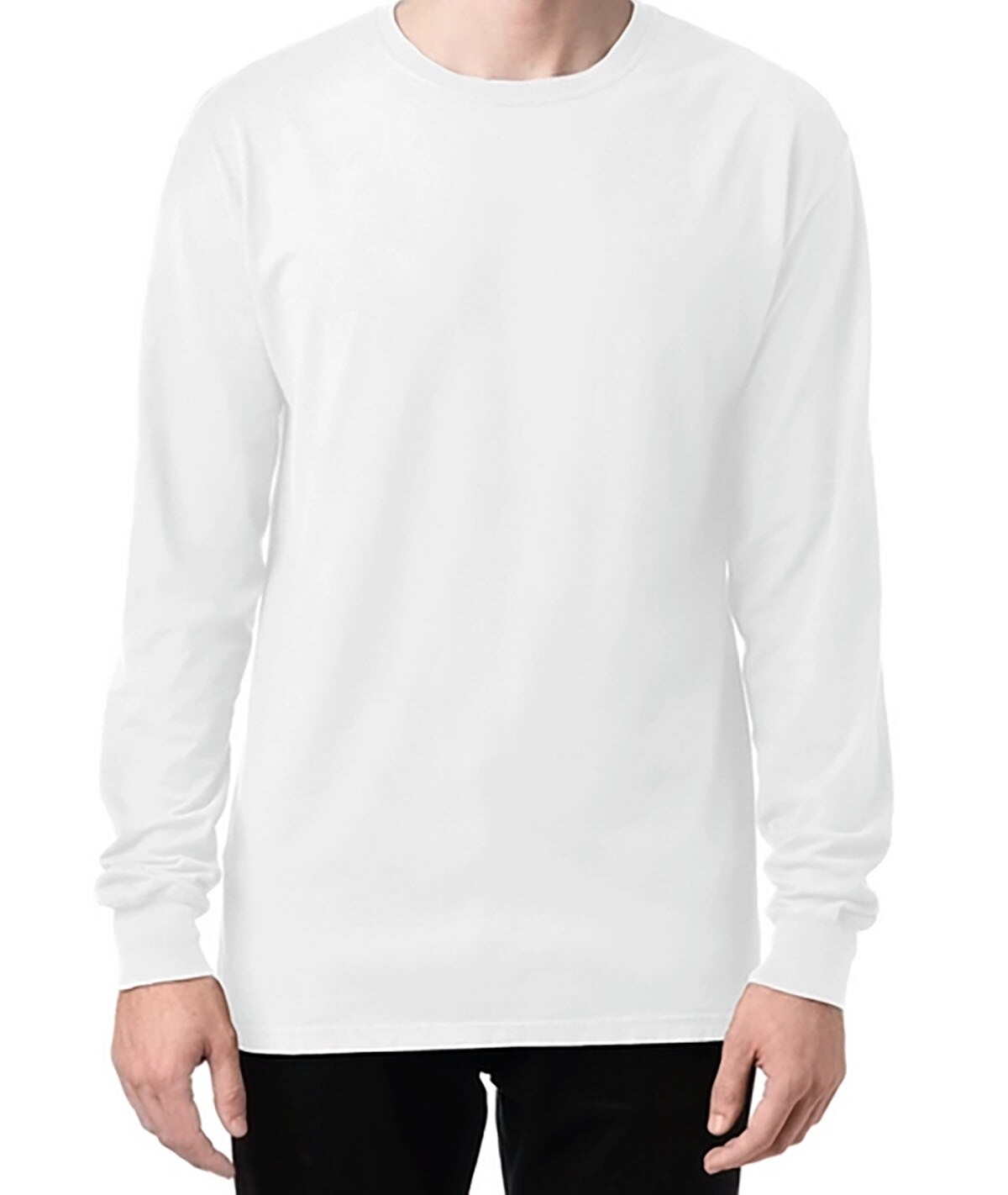 Hanes Mens ComfortWash Garment Dyed Long Sleeve T-Shirt, White Size L