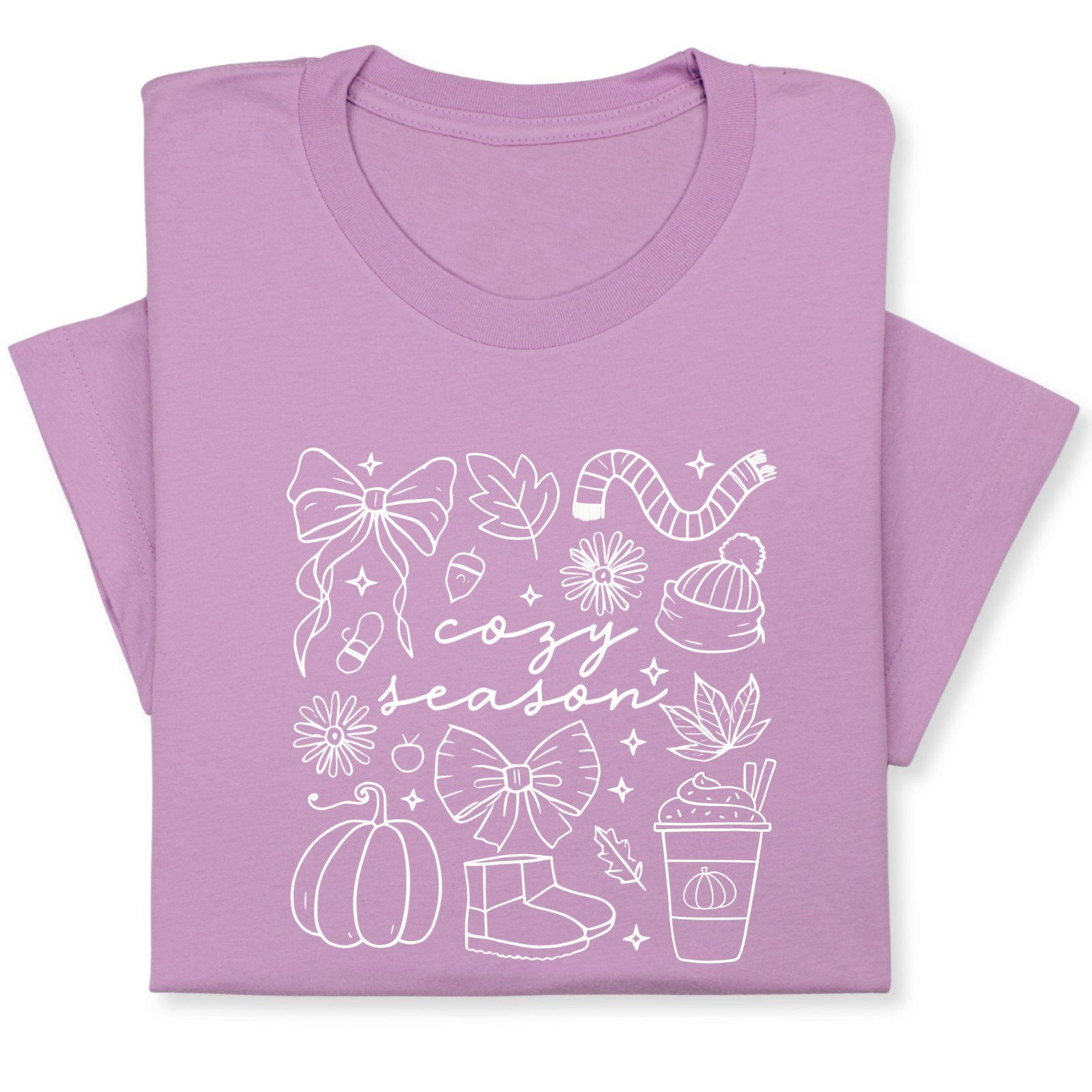 Cozy Season Fall Doodle T-Shirt, Pumpkin Coffee Autumn Graphic Tee