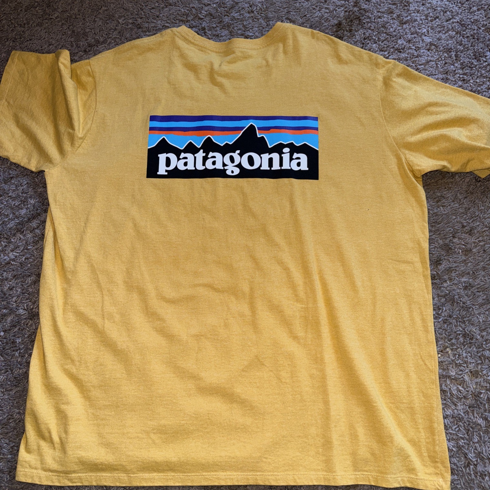 Patagonia Shirt Mens XL Yellow Line Logo Badge Responsibili-Tee Graphic Tee