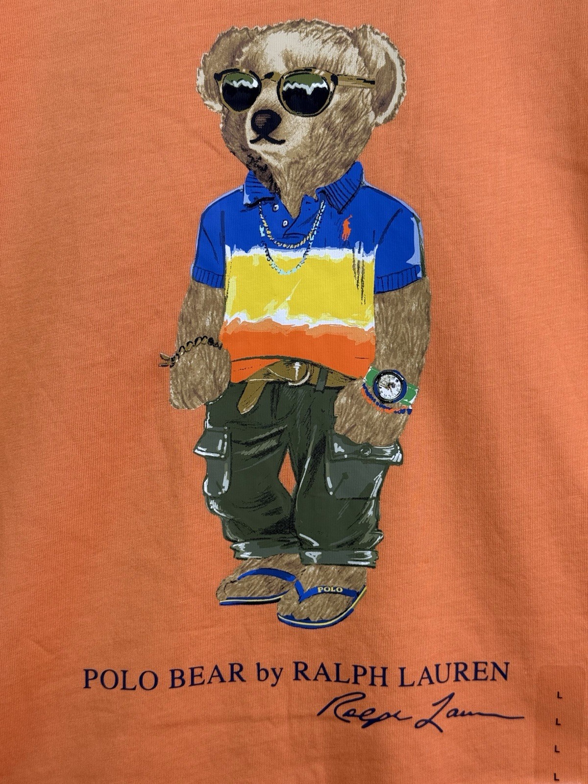 Polo Ralph Lauren Orange Classic Fit Polo Bear Short Sleeve T Shirt Men’s Large