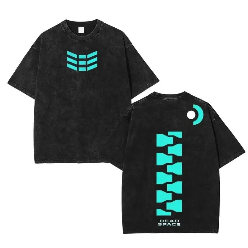 Retro Dead Space Acid Washed Graphic Tee Unisex Oversized Heavyweight Cotton
