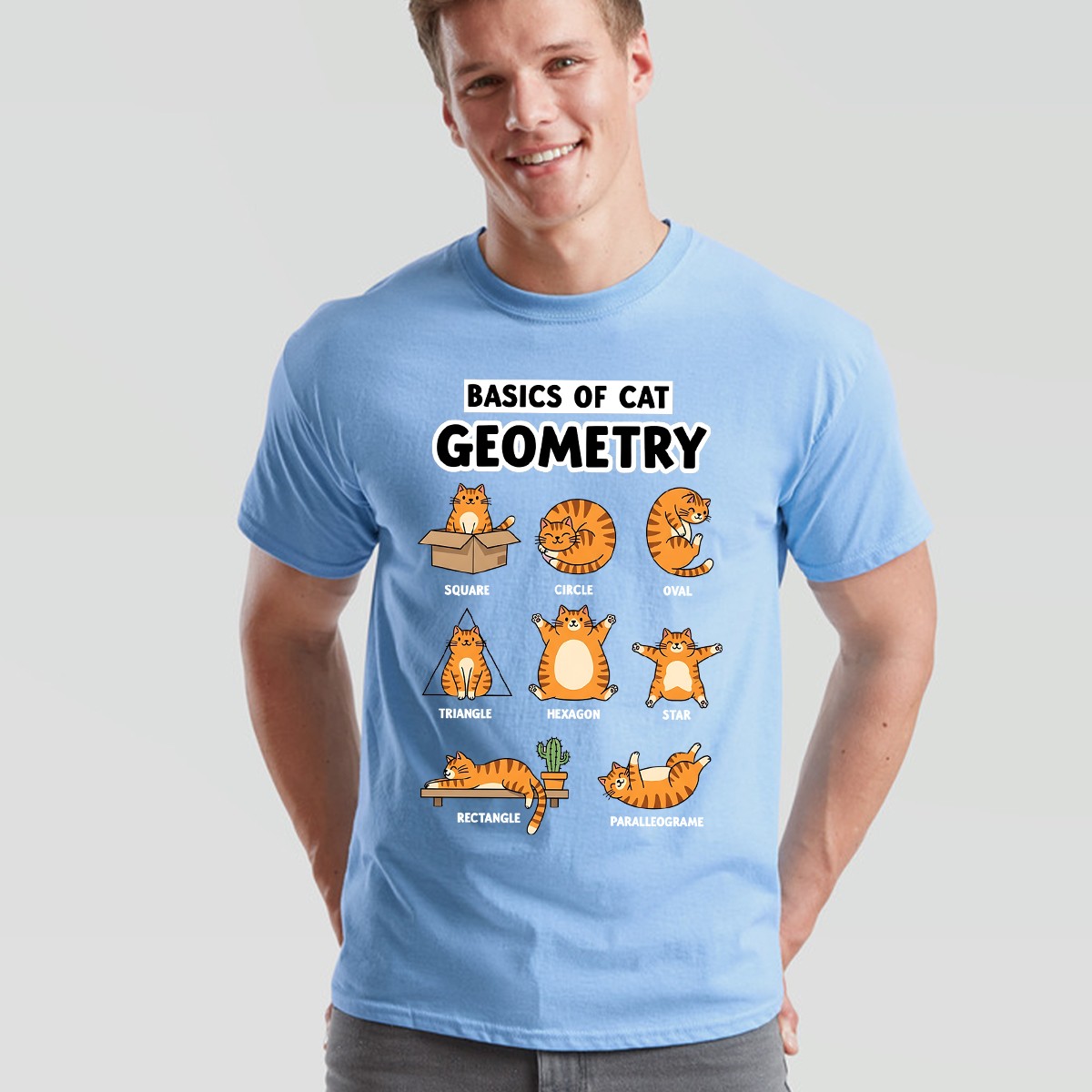 Cat Geometry Graphic Print Animal Meme Mens Womens Shirt Unisex Tee