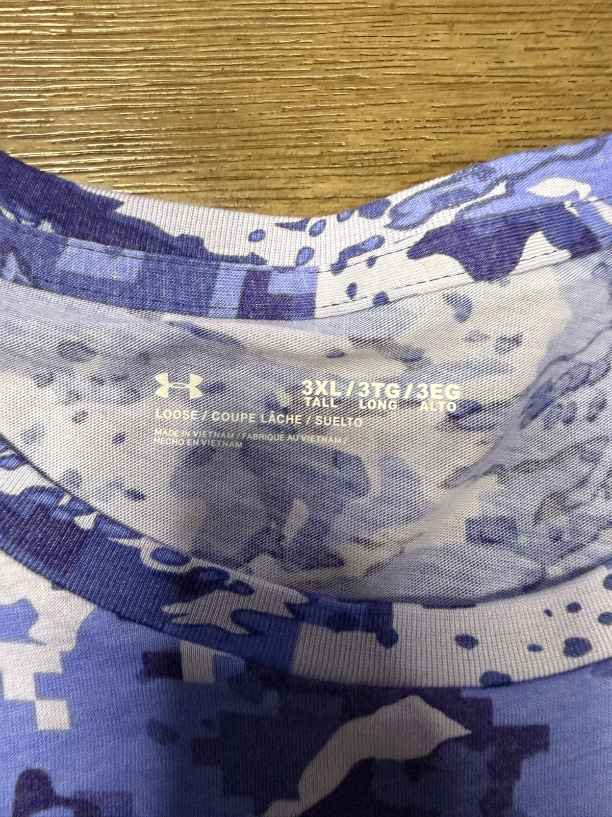 Under Armour Men’s 3XL Tall Blue Camo Digital Print Loose Fit Short Sleeve Tee