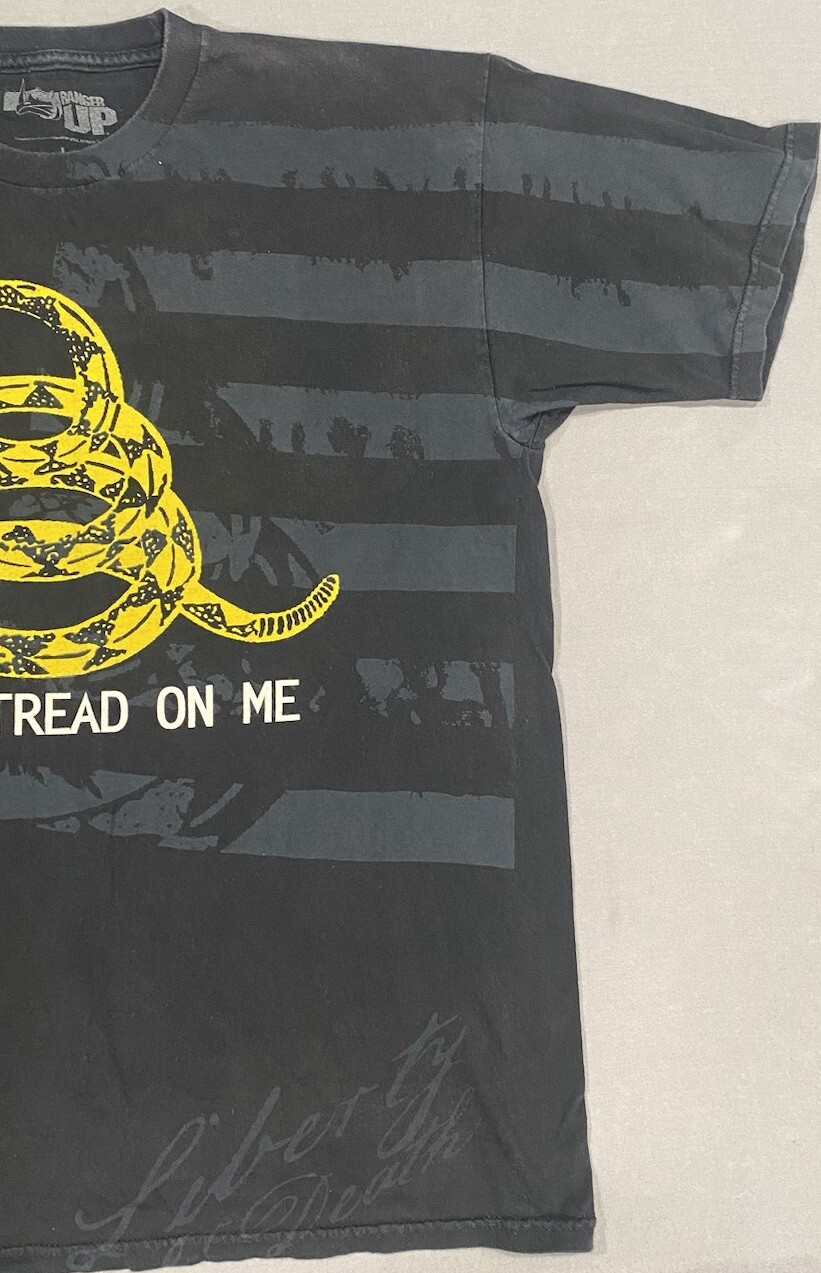 Ranger Up Men’s Shirt L Black Don’t Tread On Me Flag Snake Patriotic America USA
