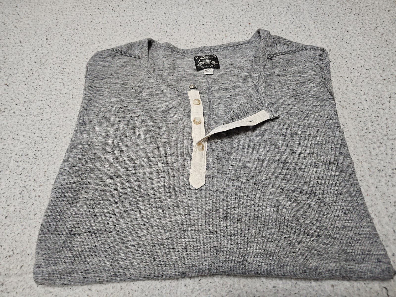 Diesel Industry Henley Stitched Nobel Gray Woven Long Sleeve Shirt SZ Large