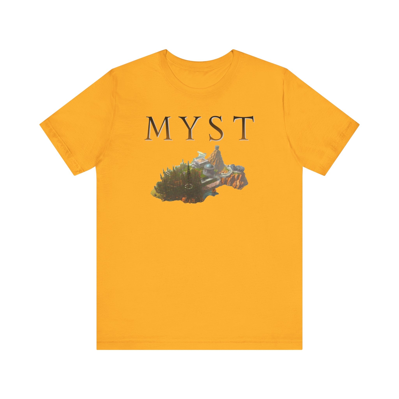 MYST PC PS1 Saturn Retro Style Cover Art Unisex Jersey Short Sleeve Tee