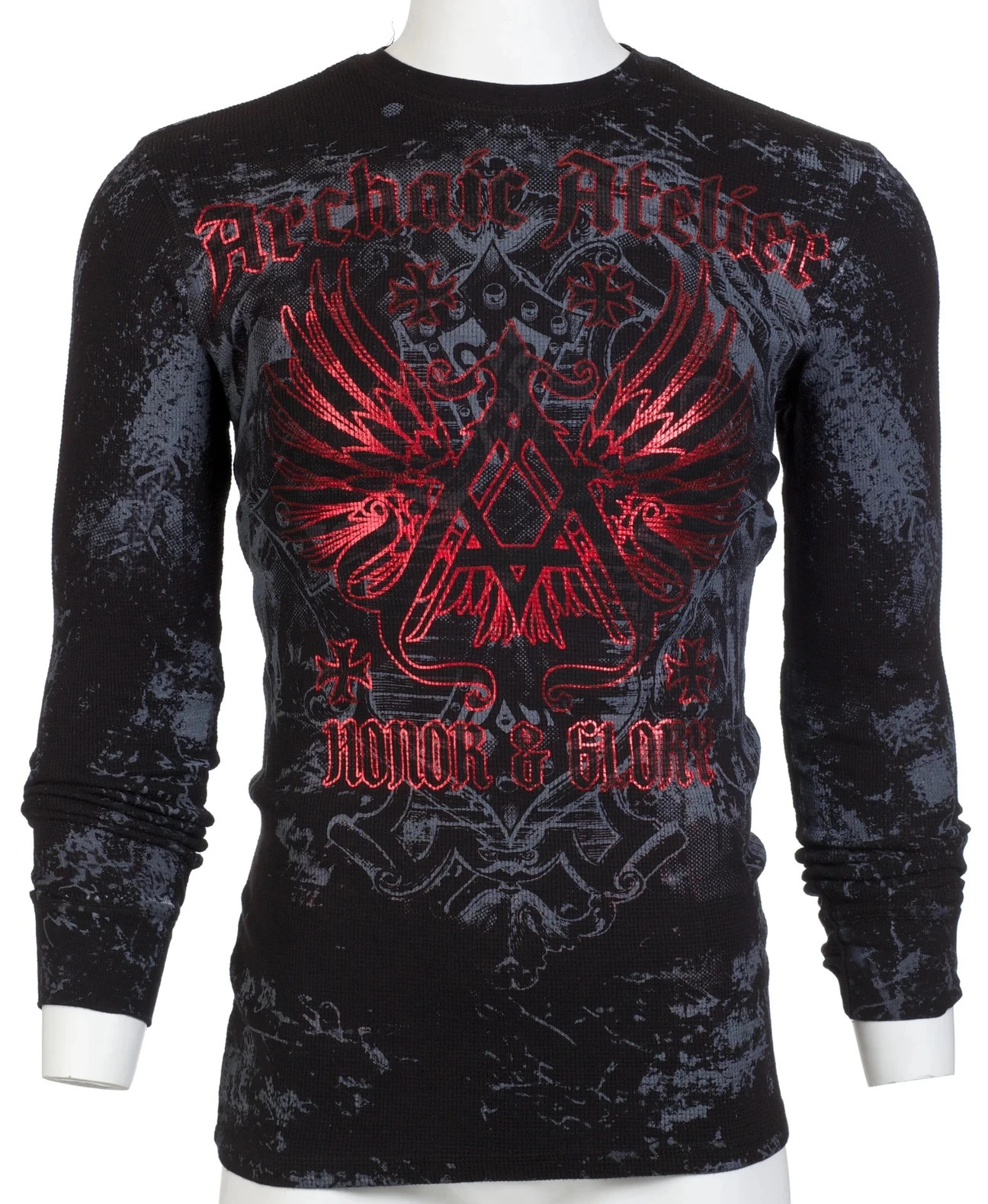 ARCHAIC by AFFLICTION Men’s Long Sleeve THERMAL Shirt ACHILLES Biker Black $58
