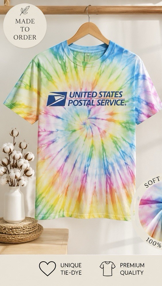 United States Postal Service USPS Tie-Dye Cotton Crew Neck T-Shirt One Size