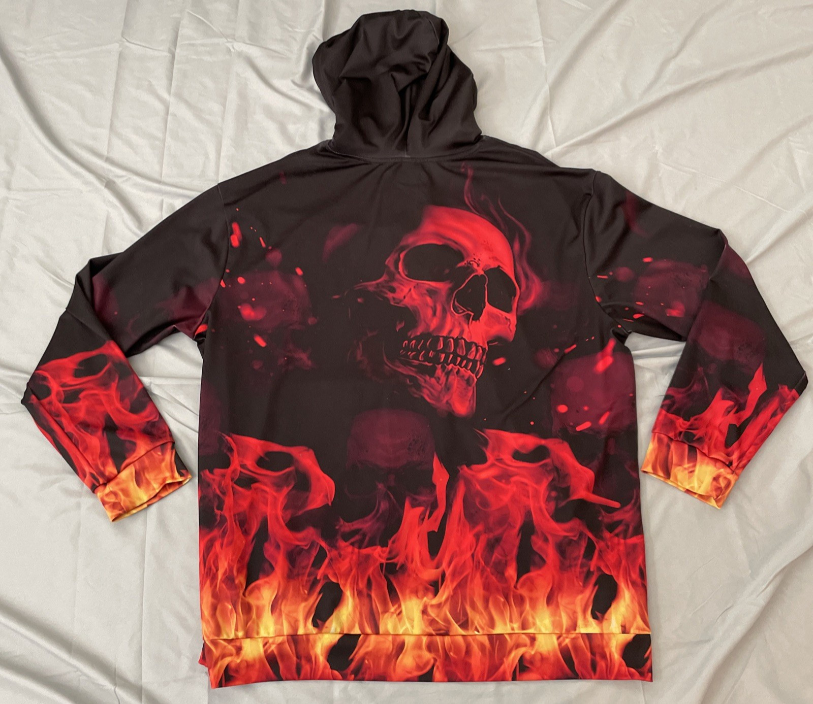 Mac Tools Mens 2X Flame Skull Long Sleeve Lightweight Hoodie–C2