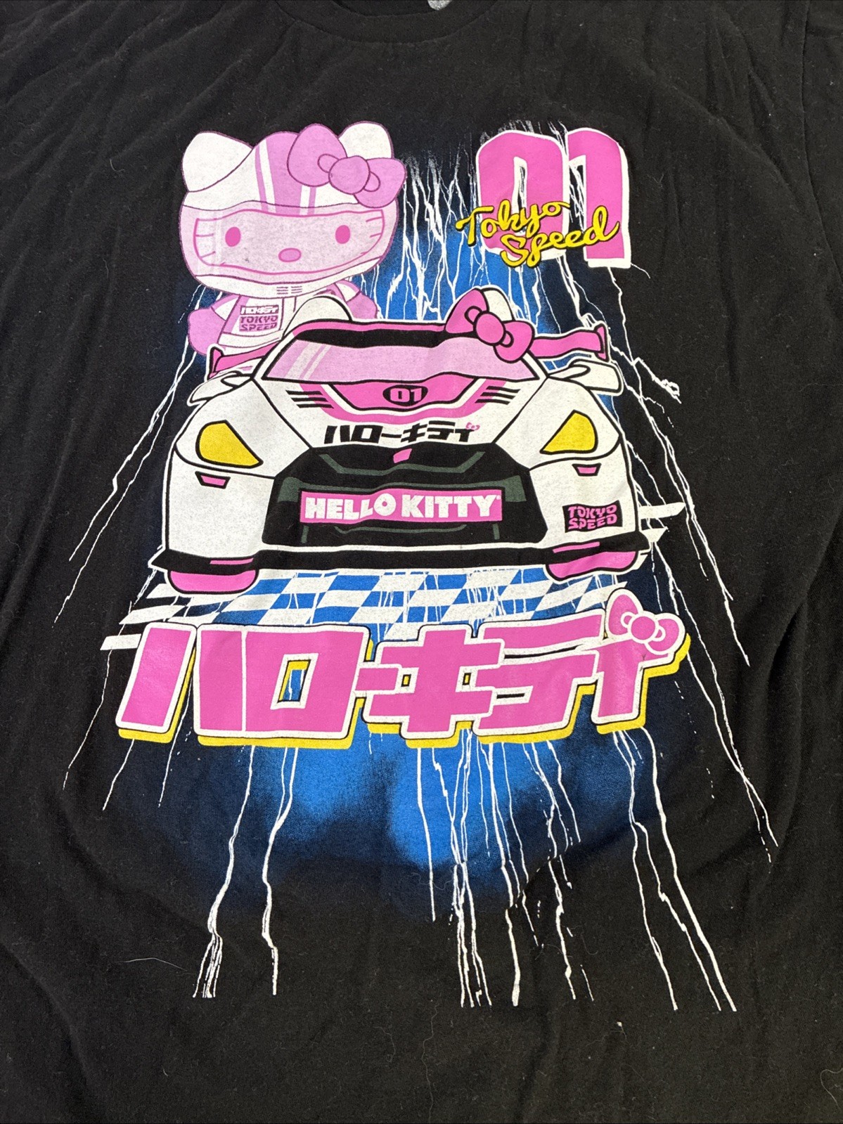 Small Hello Kitty – Adult Tokyo Speed #01 Japan Car Racing Black T-Shirt Large
