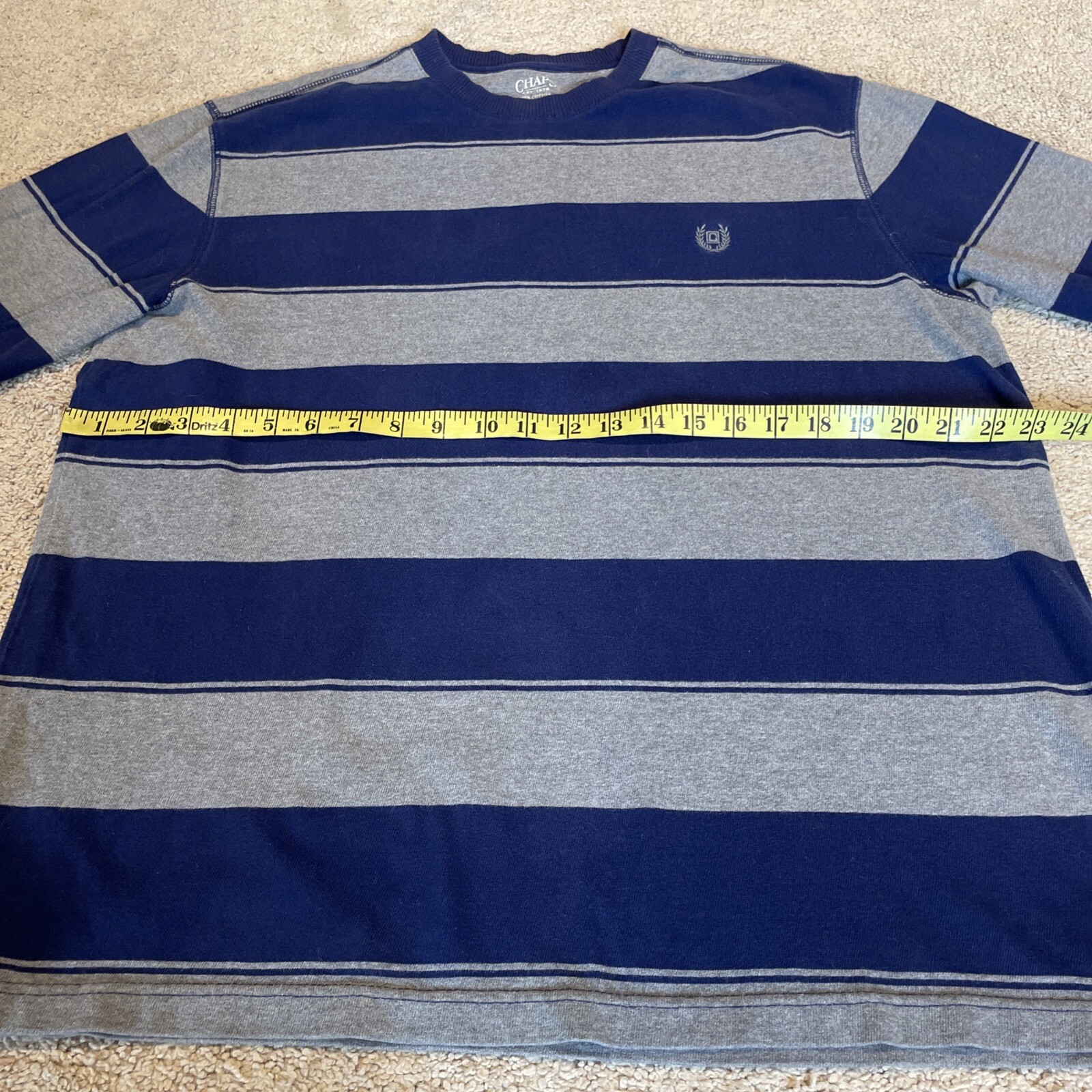 Ralph Lauren Chaps Mens Striped Pullover Size L Navy 100% Cotton Preppy Nautical
