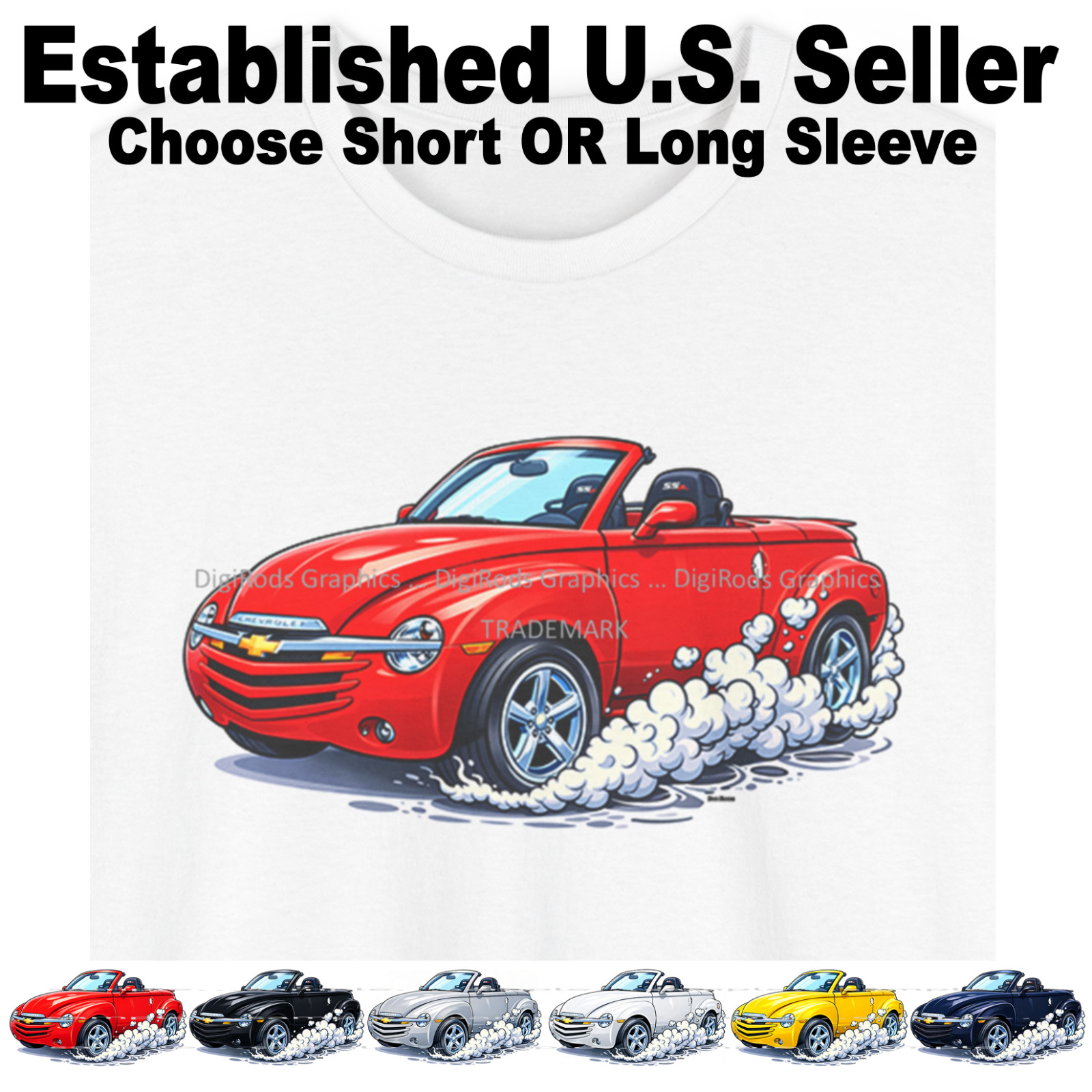DigiRods Chevy SSR Rare Truck Model Smoking Tires Cartoon Car T Shirt