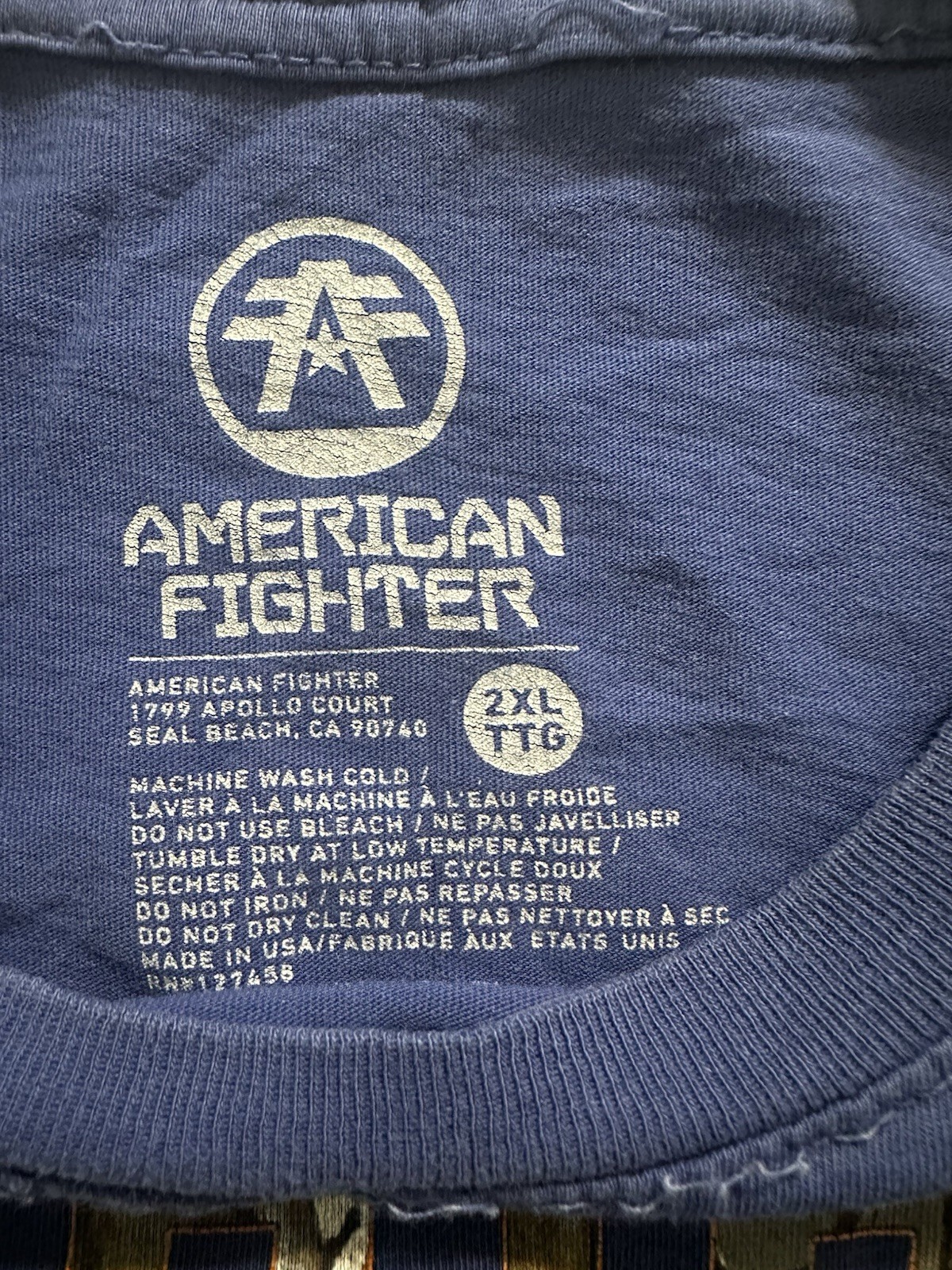 American Fighter Men’s Blue Graphic Print Crew Neck Short Sleeve T-Shirt 2XL