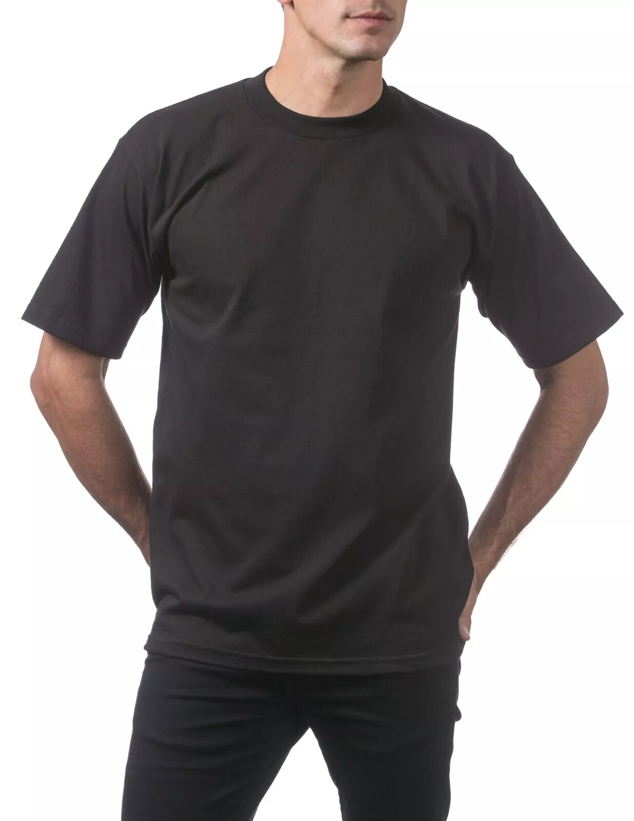 6 Pack ProClub Pro Club Mens Heavyweight Black Short Sleeve T-Shirts Cotton Tees