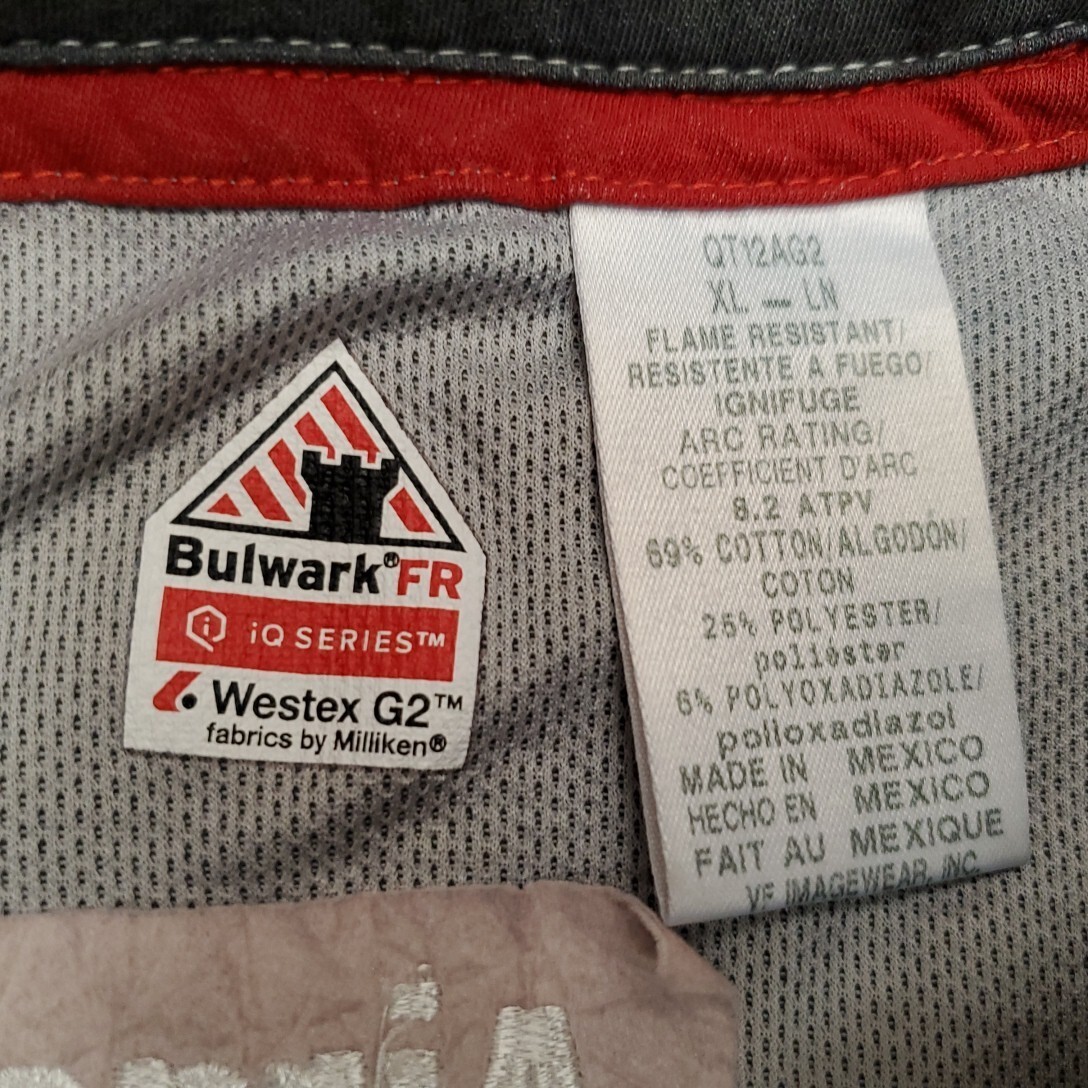 Bulwark FR Shirt Mens XL Gray Henley Flame Fire Resistant iQ Series Workwear