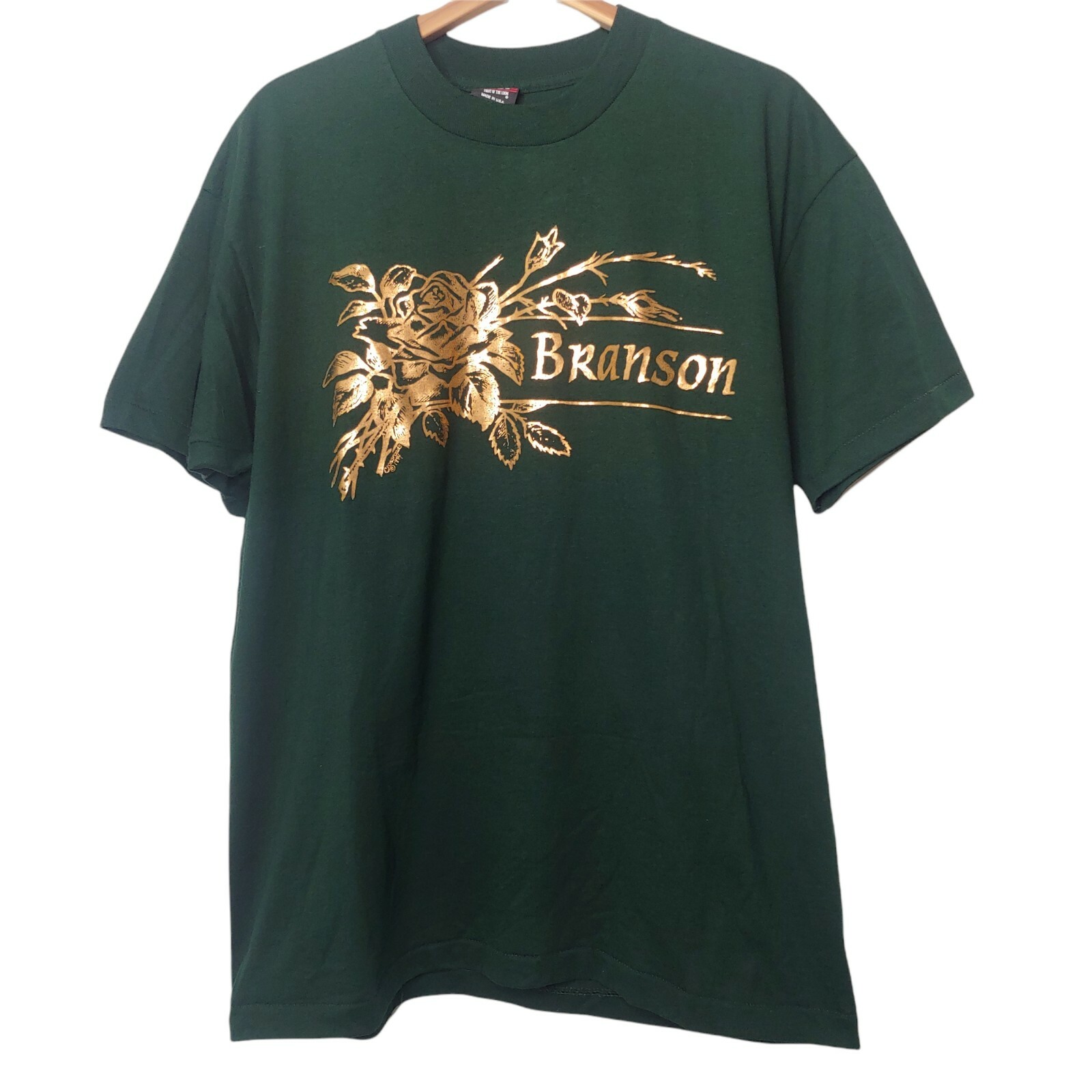Vintage Branson Missouri Single Stitch XL T Shirt Hunter Green Gold Foil FOTL