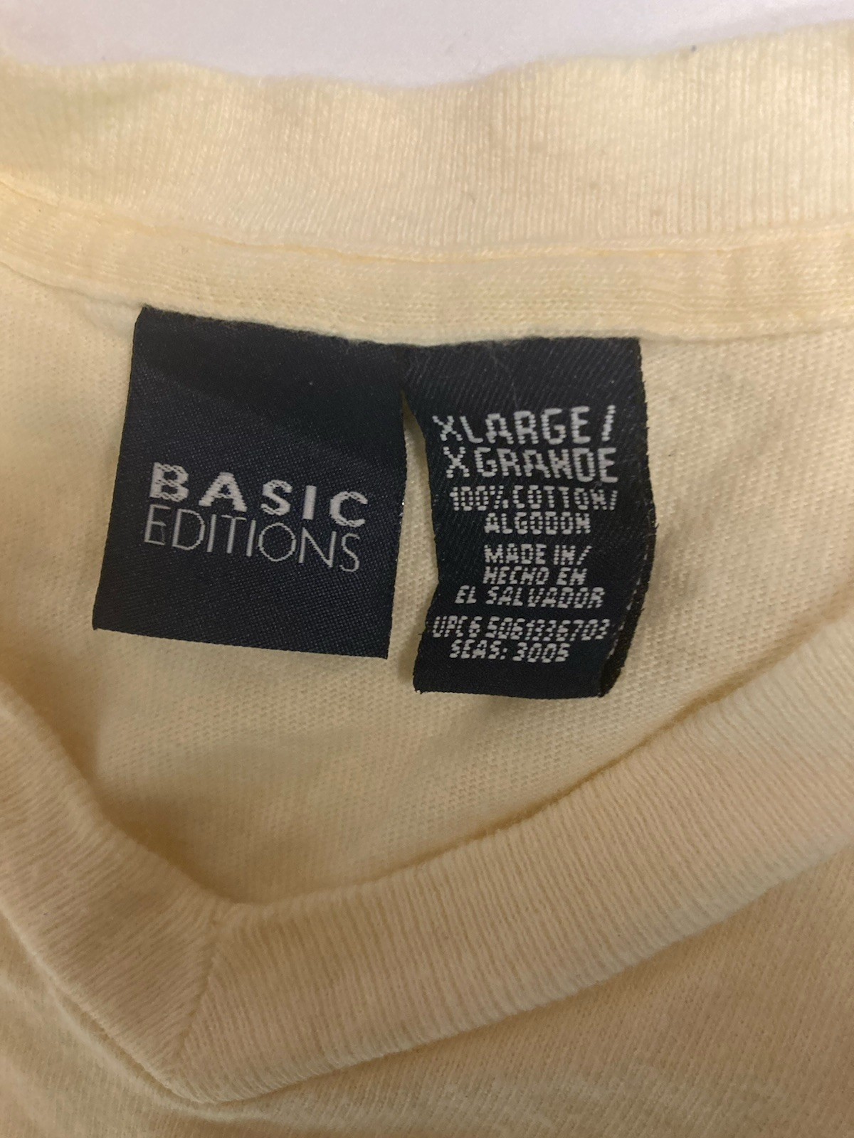 Basic Editions Men’s XL Beige Solid V-Neck Short Sleeve Cotton Knit T-Shirt