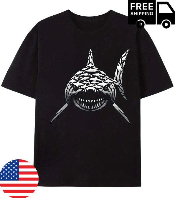 Shark Graphic T-Shirt Fierce Predator Ocean Design Unisex Casual Tee