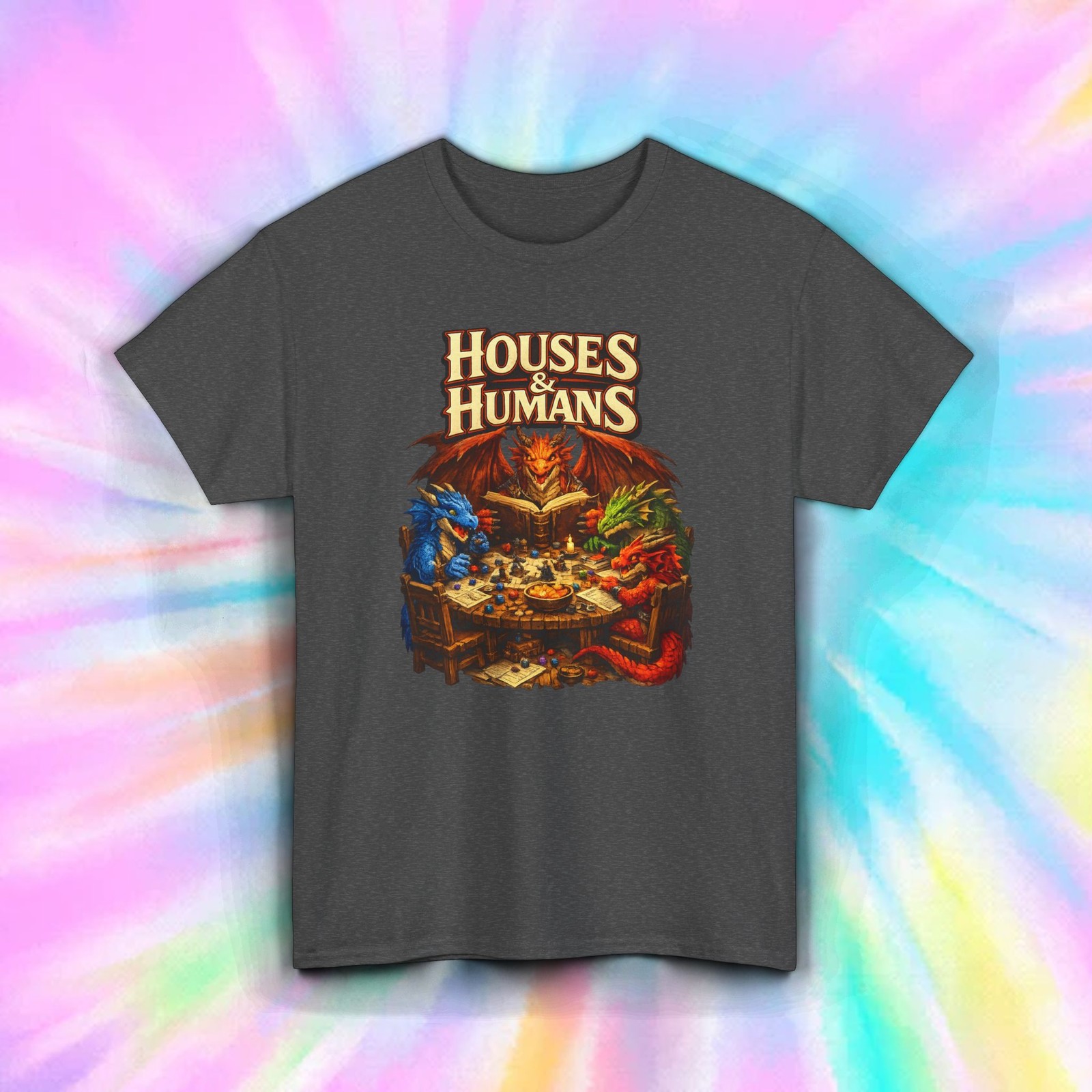 Houses & Humans Dragon T-Shirt Funny DND RPG Tabletop Gaming Unisex Tee