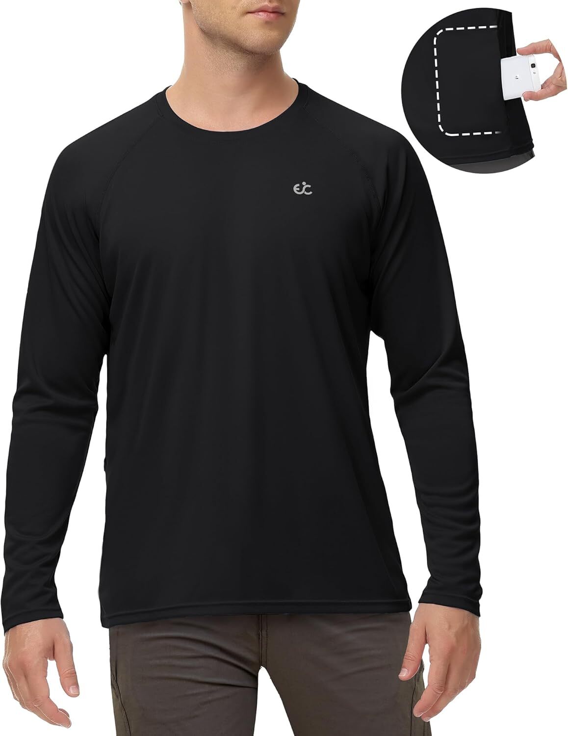 Men’s UPF 50+ Quick-Dry Rash Guard Long Sleeve Swim Fishing Shirt
