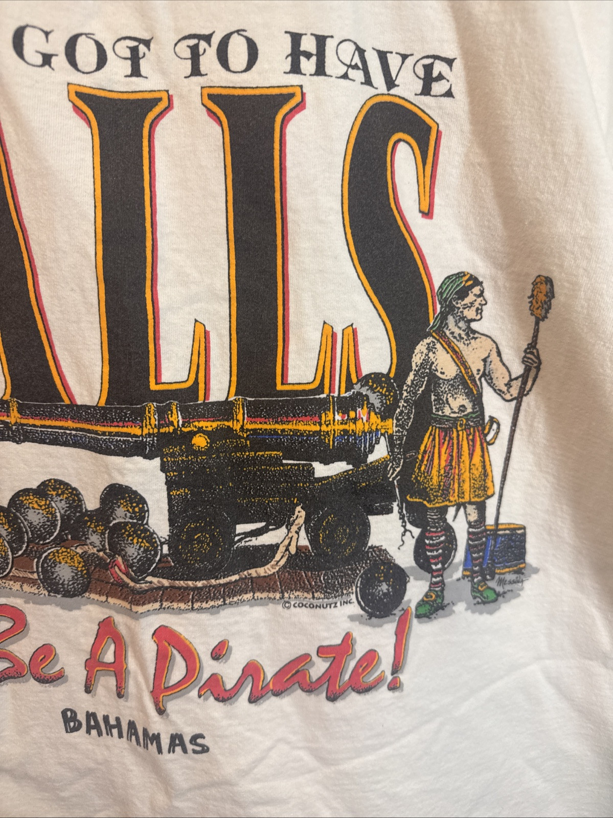 Vtg 90s It Takes Balls To Be A Pirate Sint Martin N.A. Cannon Native XL Shirt