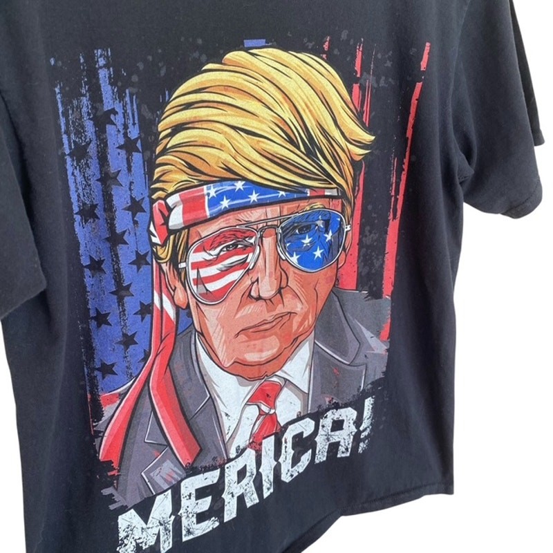Port & Company Black Merica! Donald Trump T-shirt – Medium