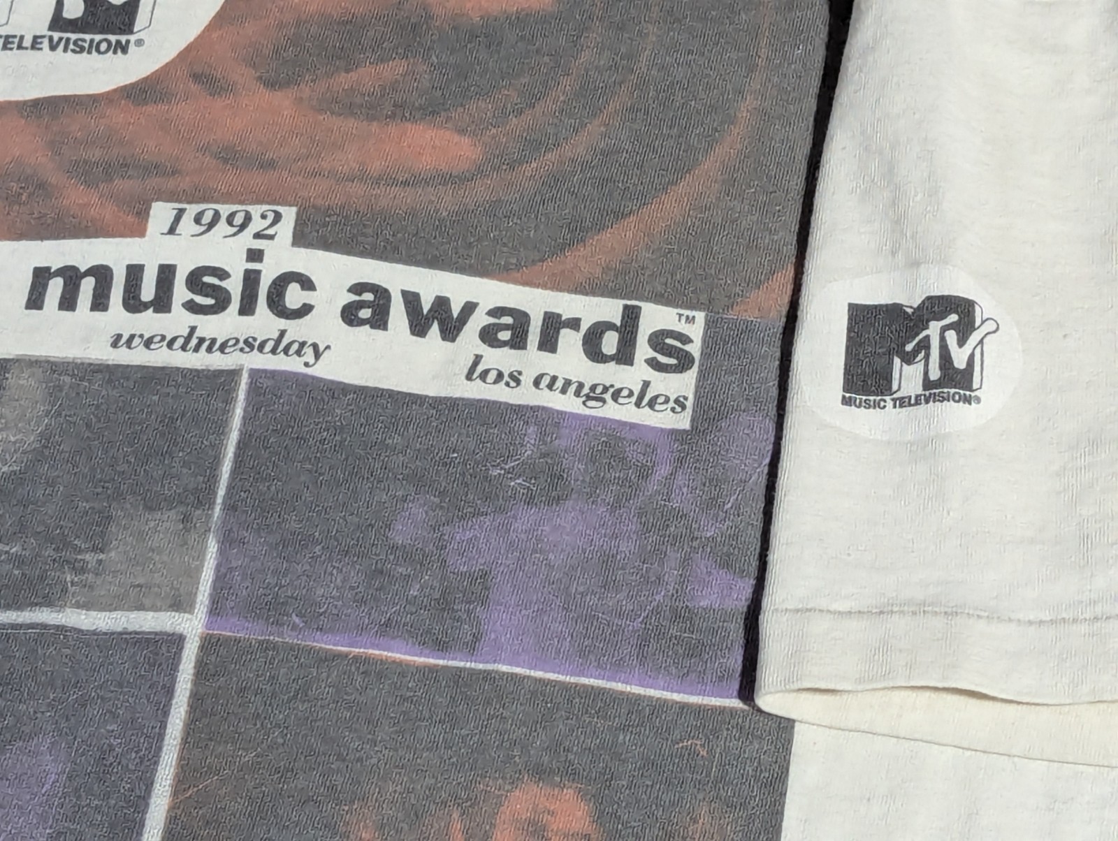 👀RARE 1992 MTV VMAs T-Shirt Los Angeles – Nirvana ‘RM’ STUNT – RHCP – Pearl Jam
